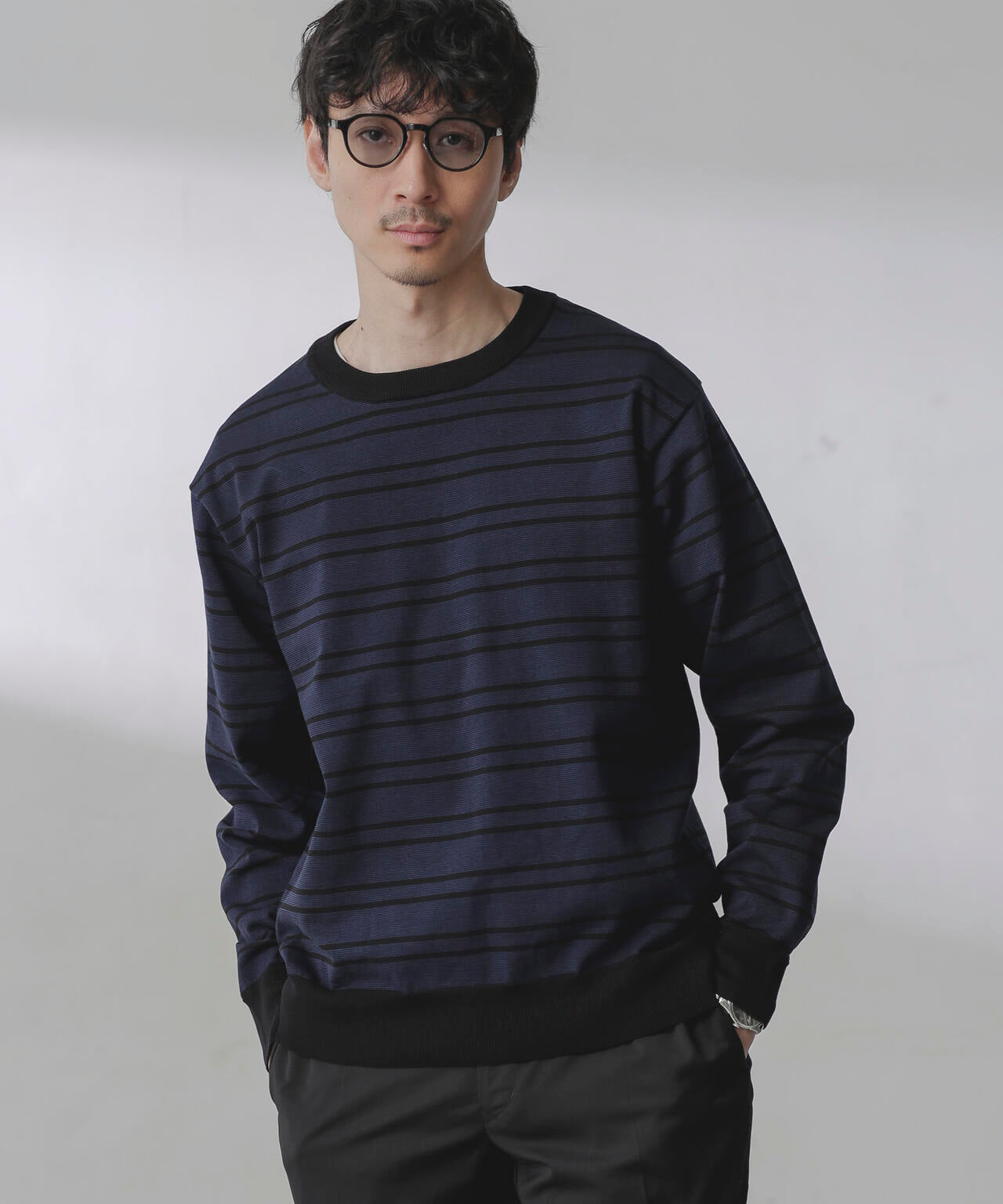 C/SORONA プレーティングボーダーニットTシャツ 6684122211