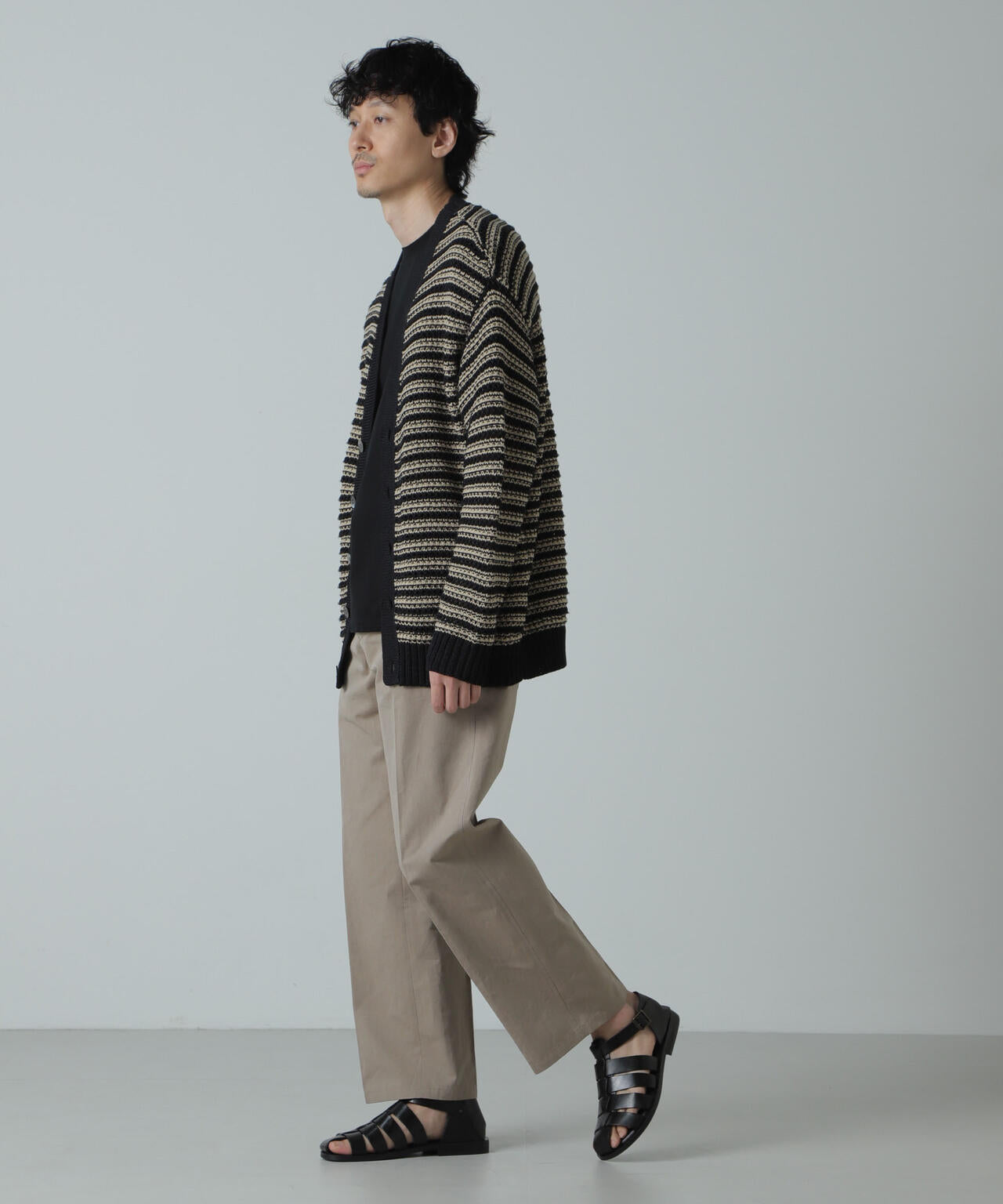 AB.ギマミックス引き上げ編みボーダーカーディガン 6684122221