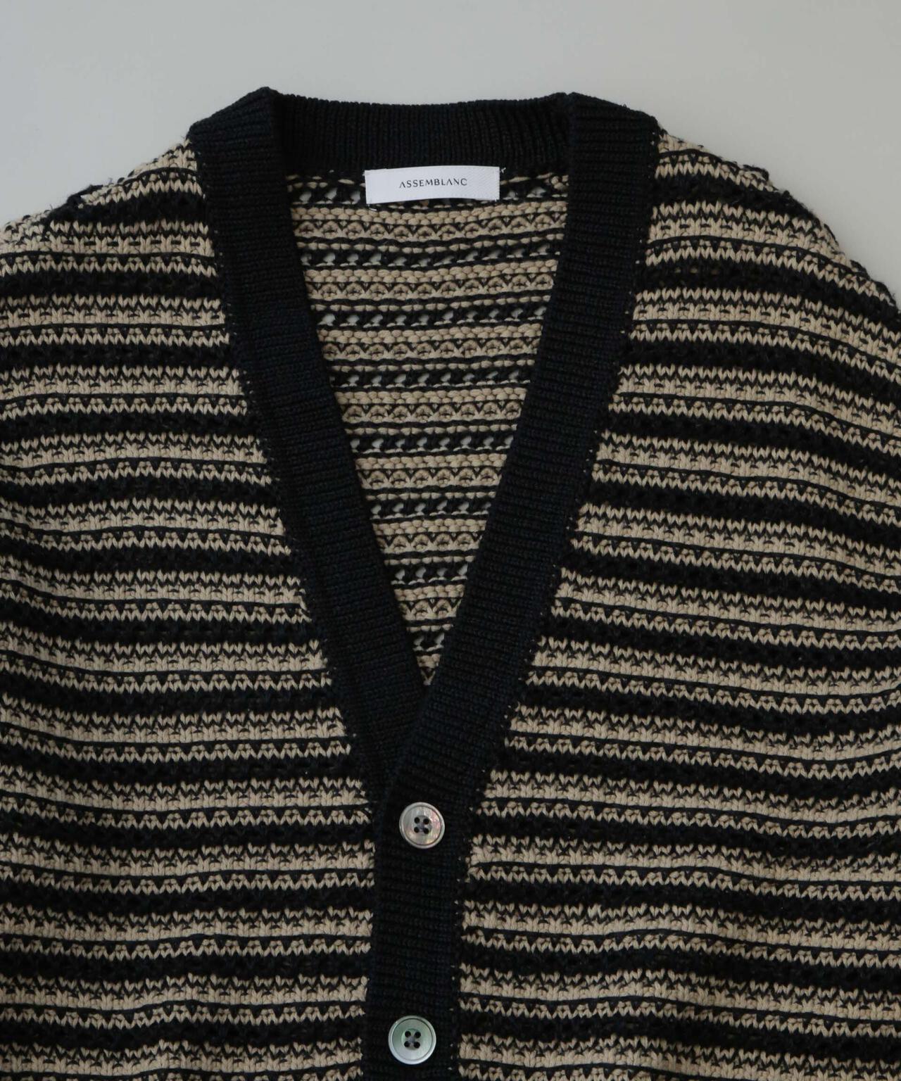 AB.ギマミックス引き上げ編みボーダーカーディガン 6684122221