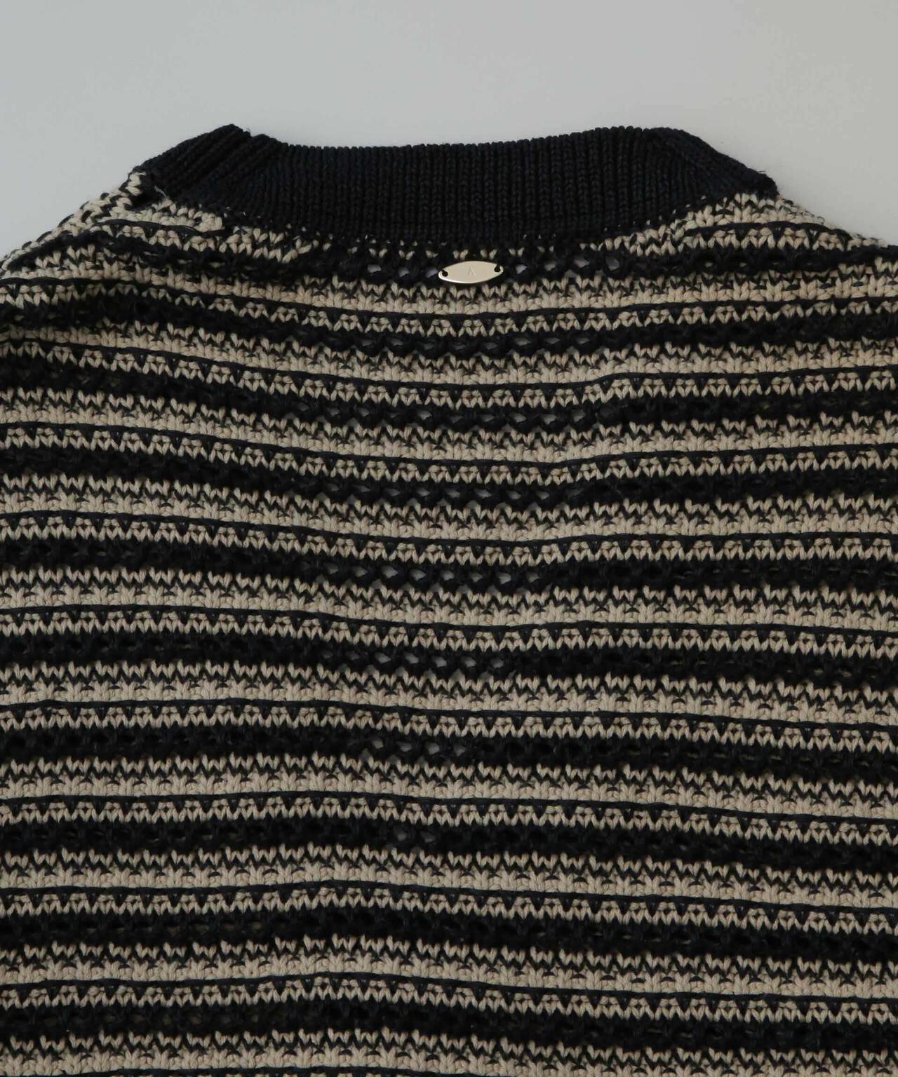 AB.ギマミックス引き上げ編みボーダーカーディガン 6684122221