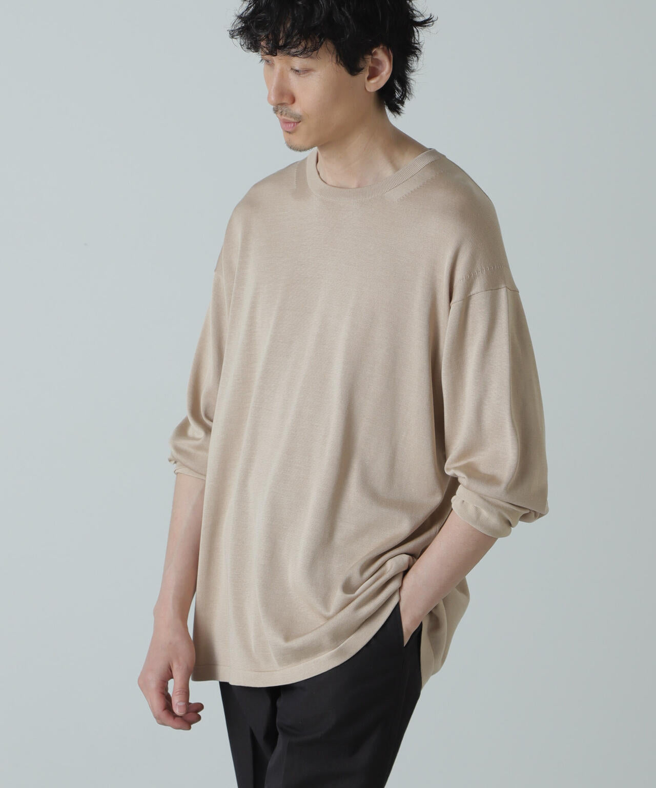 AB.シルクプレーティングリラックスニットTシャツ 6684122222