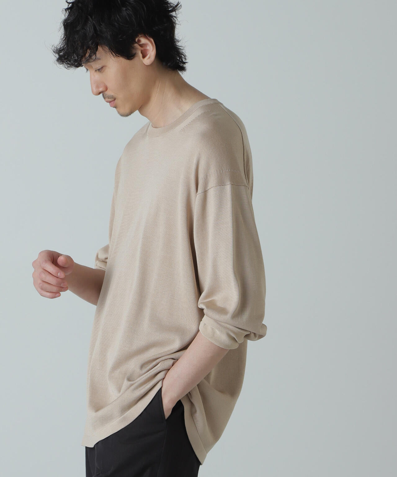 AB.シルクプレーティングリラックスニットTシャツ 6684122222