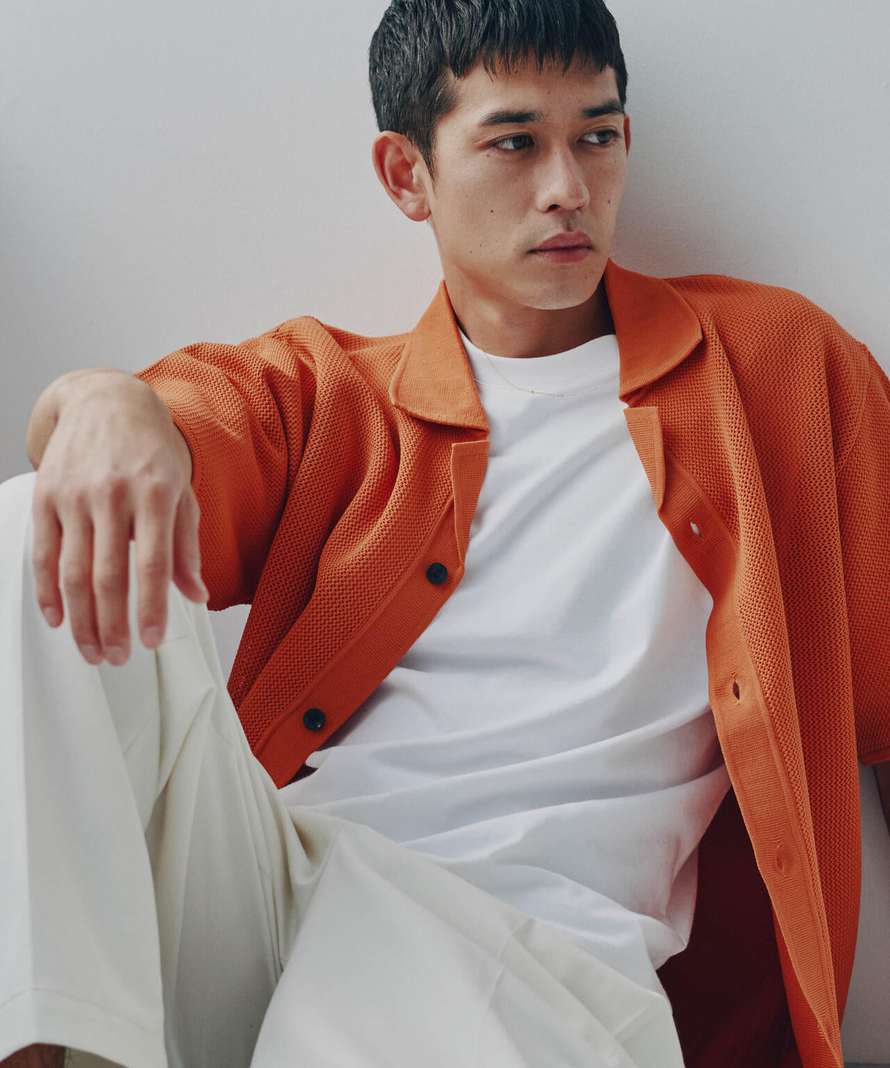 ポリメッシュリラックスオープンカラーニットシャツ 6684122228