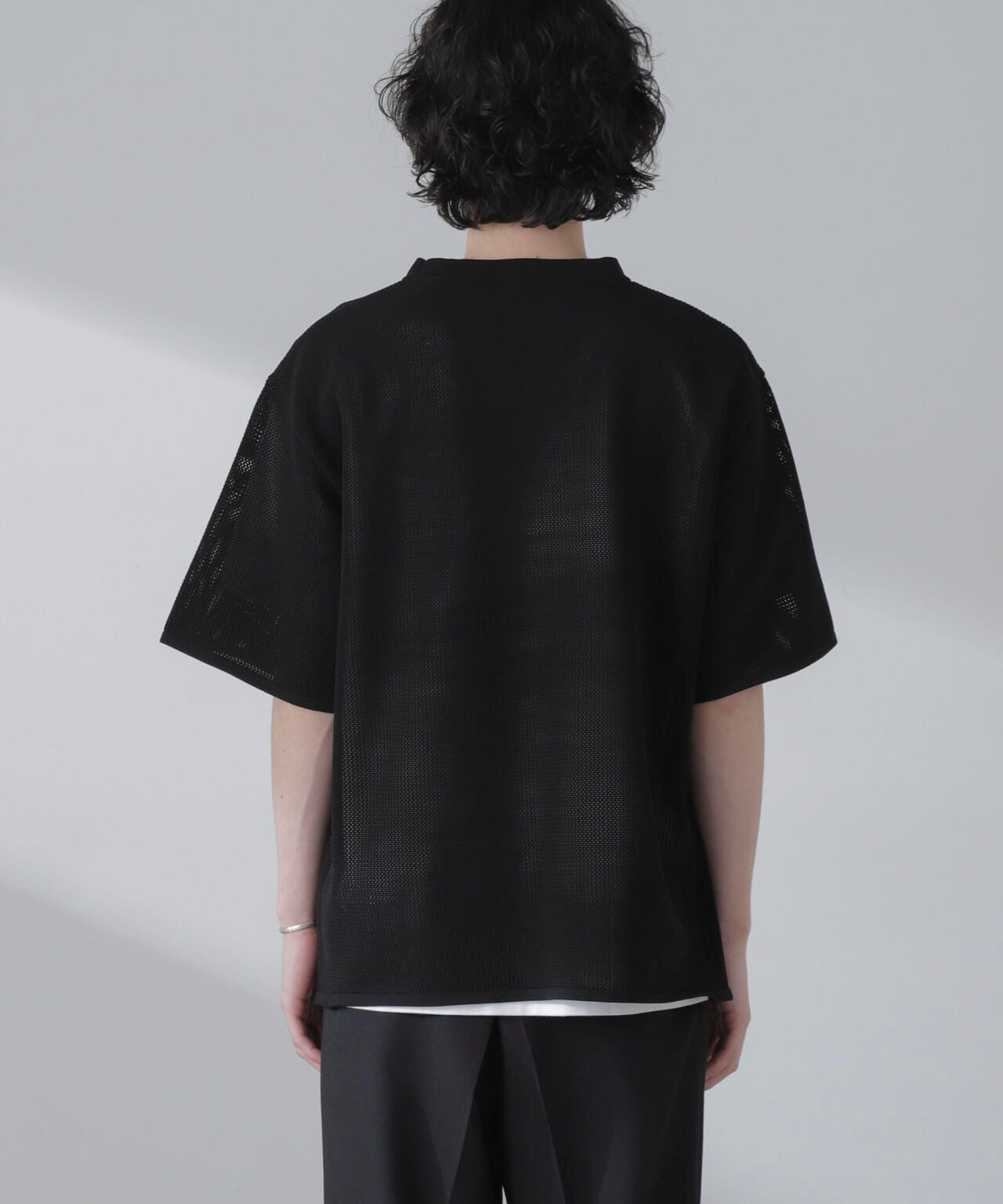ポリメッシュリラックスクルーネックニットTシャツ 6684122230