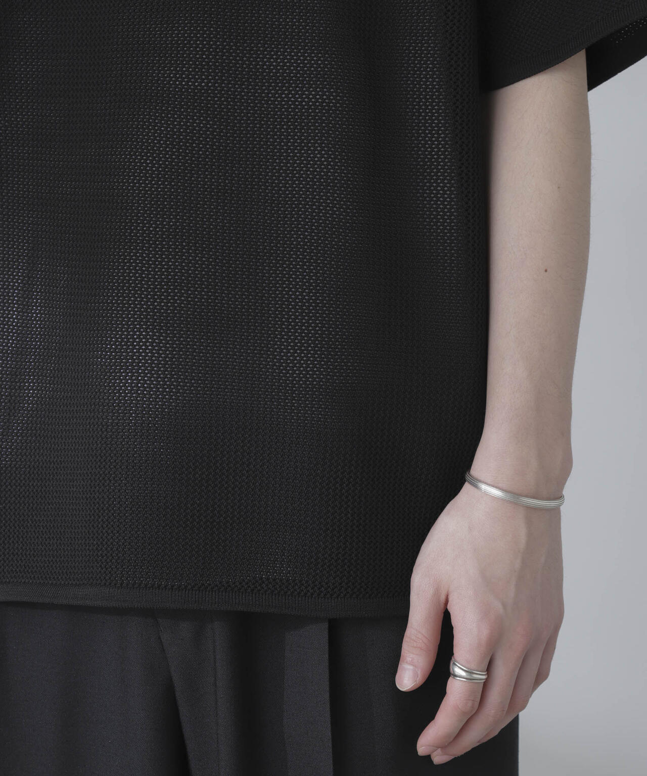 ポリメッシュリラックスクルーネックニットTシャツ 6684122230