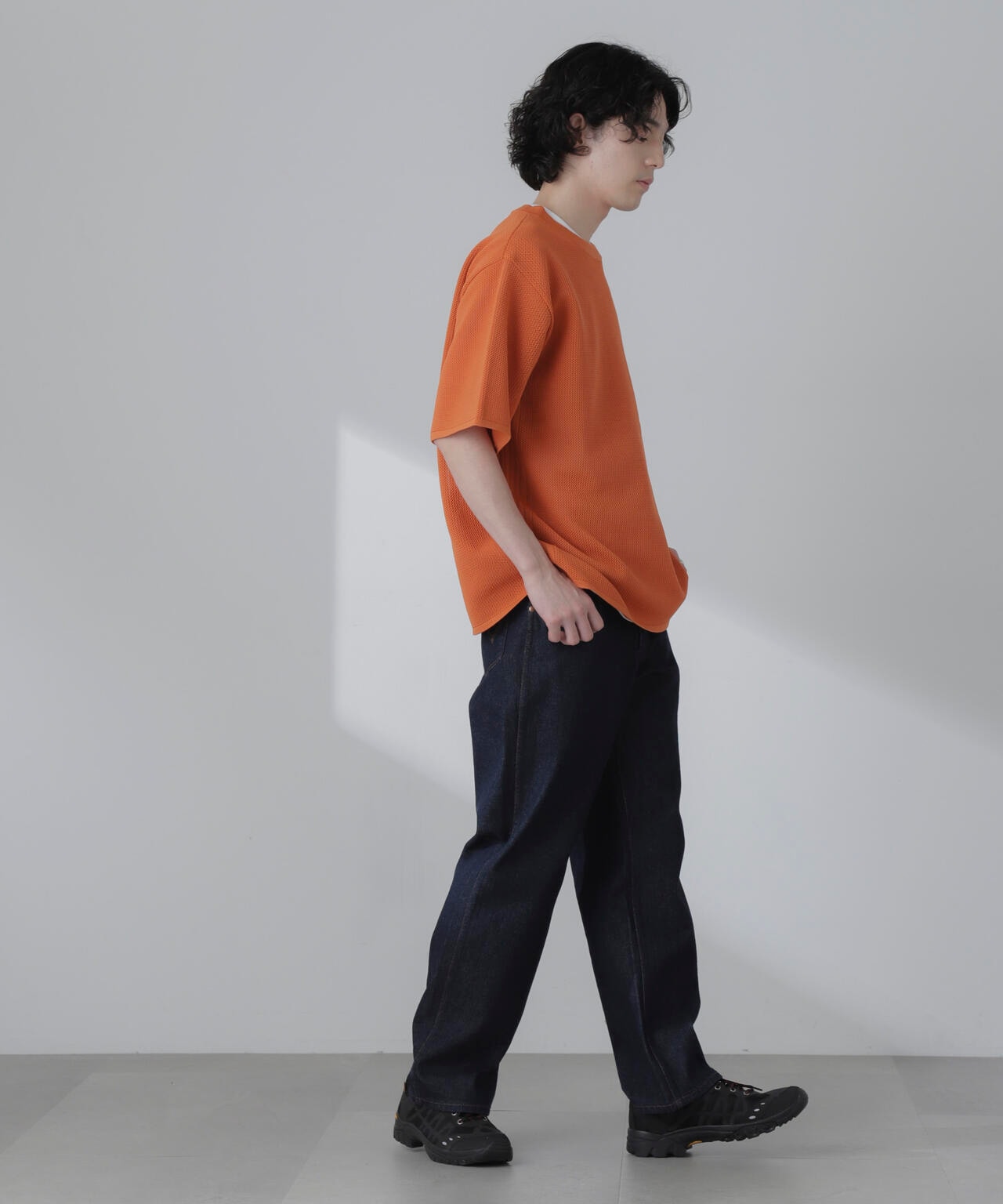 ポリメッシュリラックスクルーネックニットTシャツ 6684122230