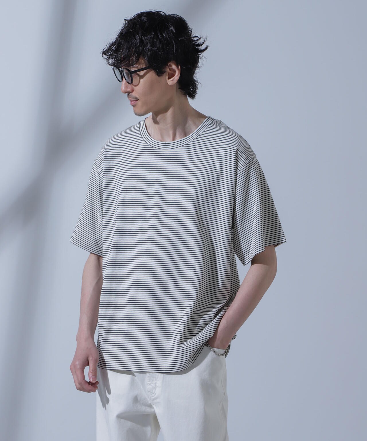 Anti Soaked(R)  汗染み防止 ピンボーダークルーネックTシャツ 6684124208