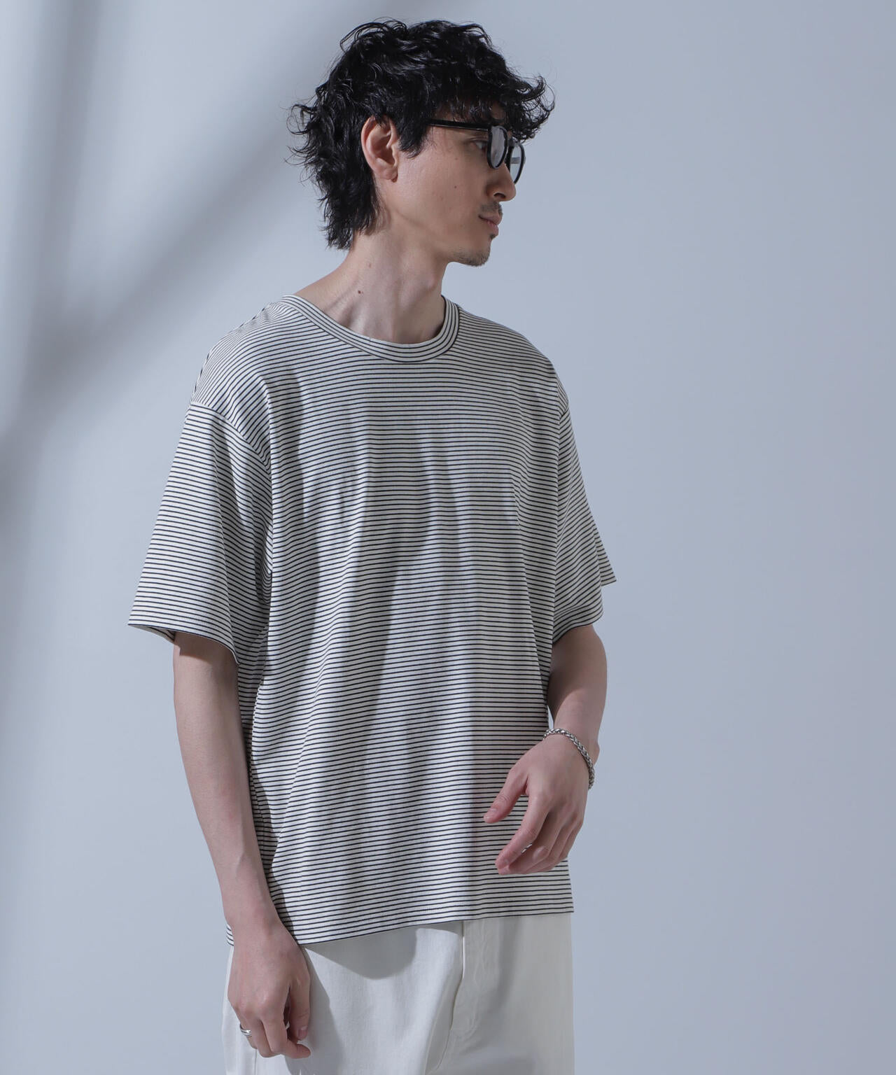 Anti Soaked(R) 汗染み防止 ピンボーダークルーネックTシャツ 6684124208
