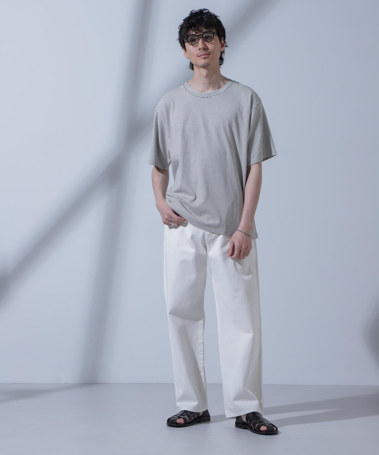 Anti Soaked(R) 汗染み防止 ピンボーダークルーネックTシャツ 6684124208