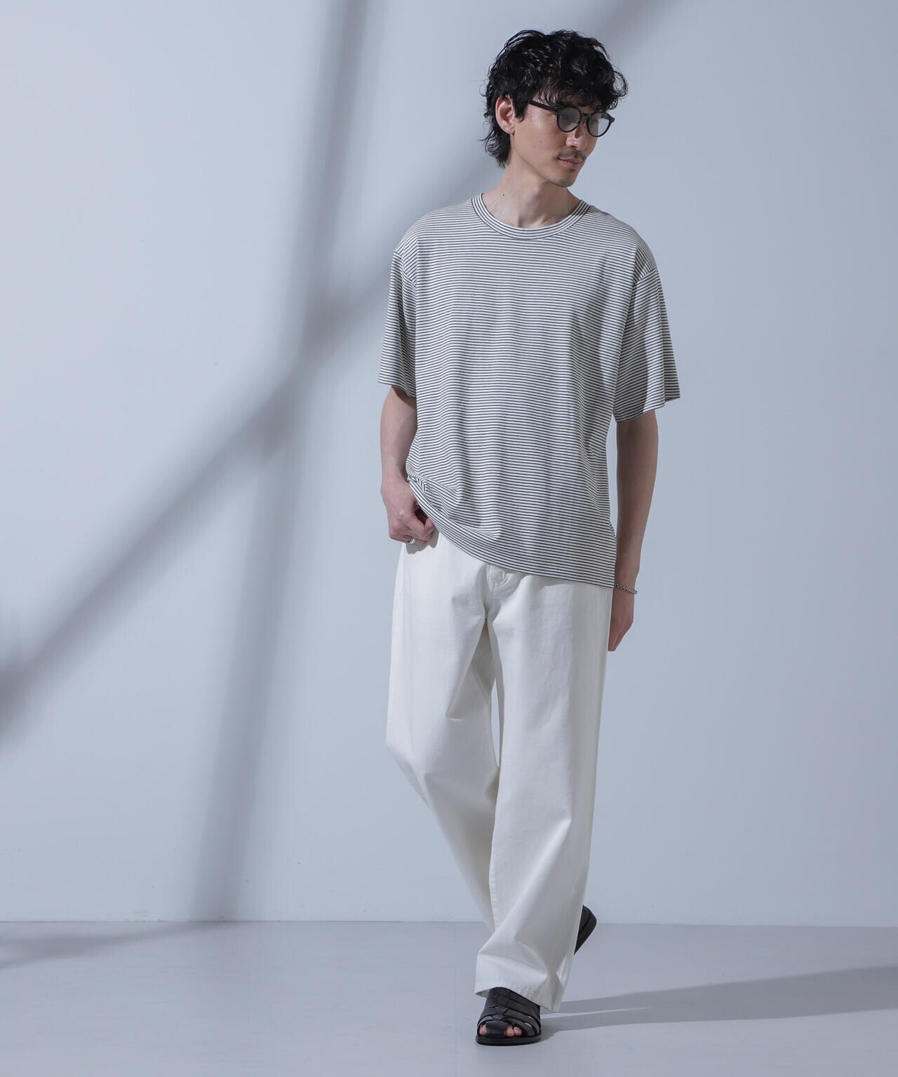 Anti Soaked(R)  汗染み防止 ピンボーダークルーネックTシャツ 6684124208