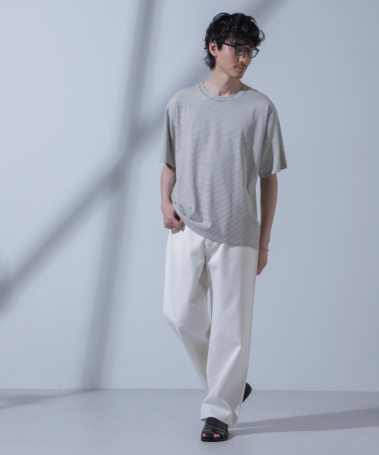 Anti Soaked(R) 汗染み防止 ピンボーダークルーネックTシャツ 6684124208