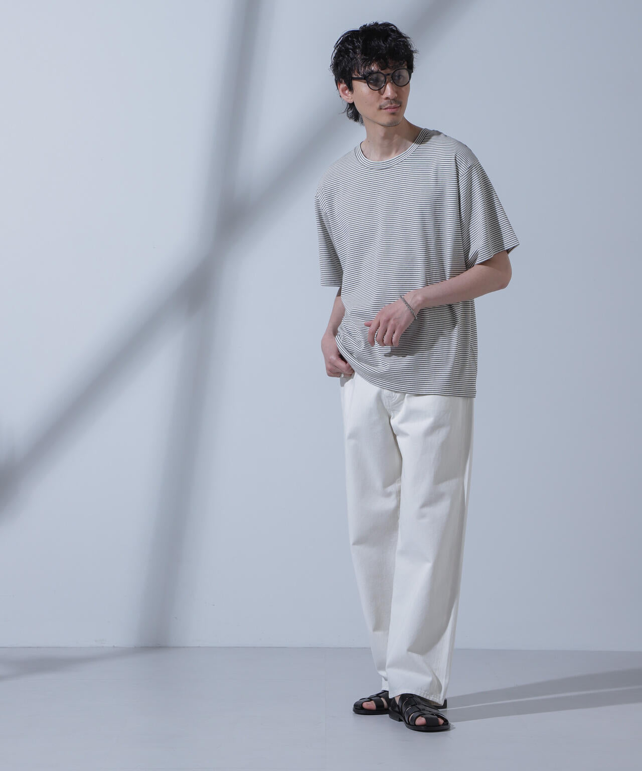 Anti Soaked(R) 汗染み防止 ピンボーダークルーネックTシャツ 6684124208