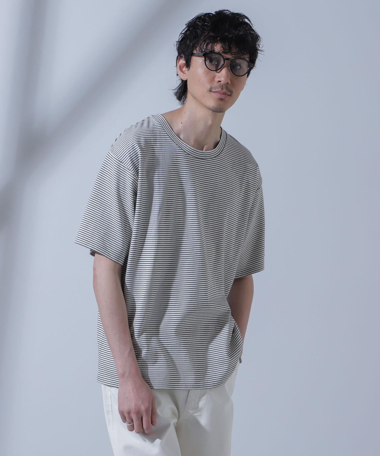 Anti Soaked(R) 汗染み防止 ピンボーダークルーネックTシャツ 6684124208