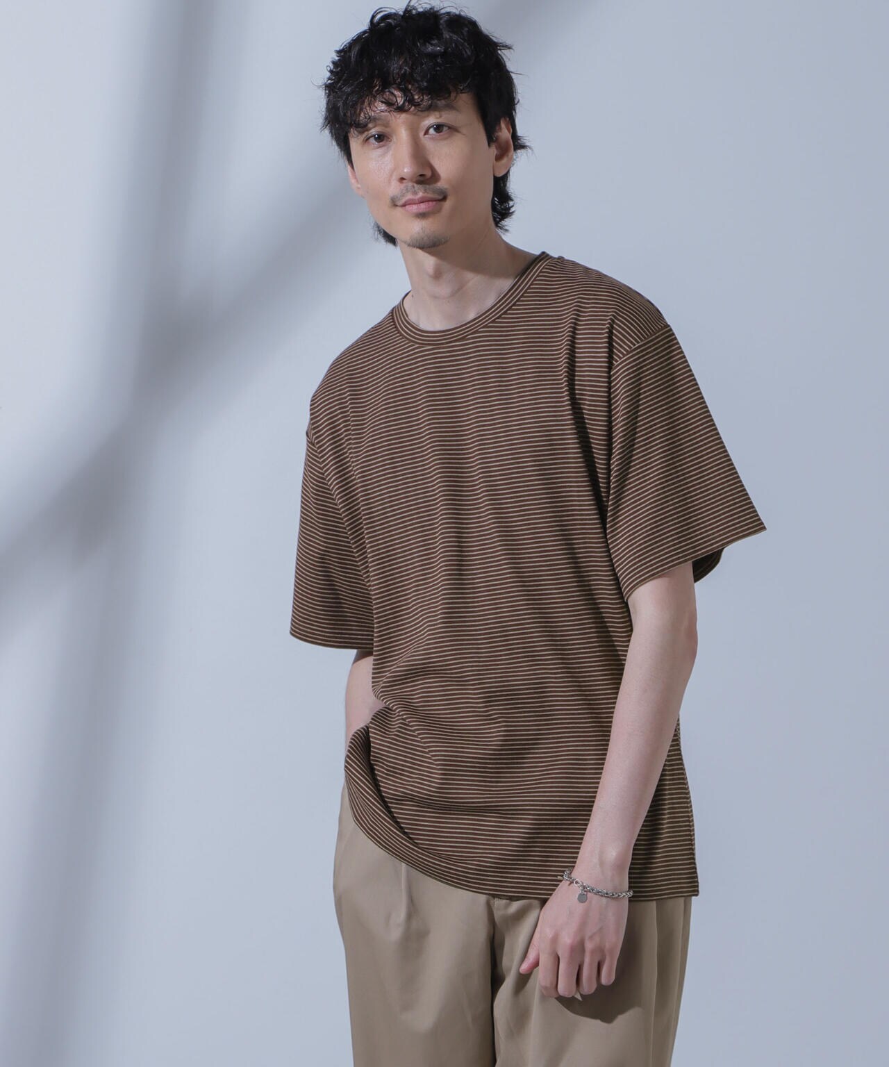 Anti Soaked(R)  汗染み防止 ピンボーダークルーネックTシャツ 6684124208
