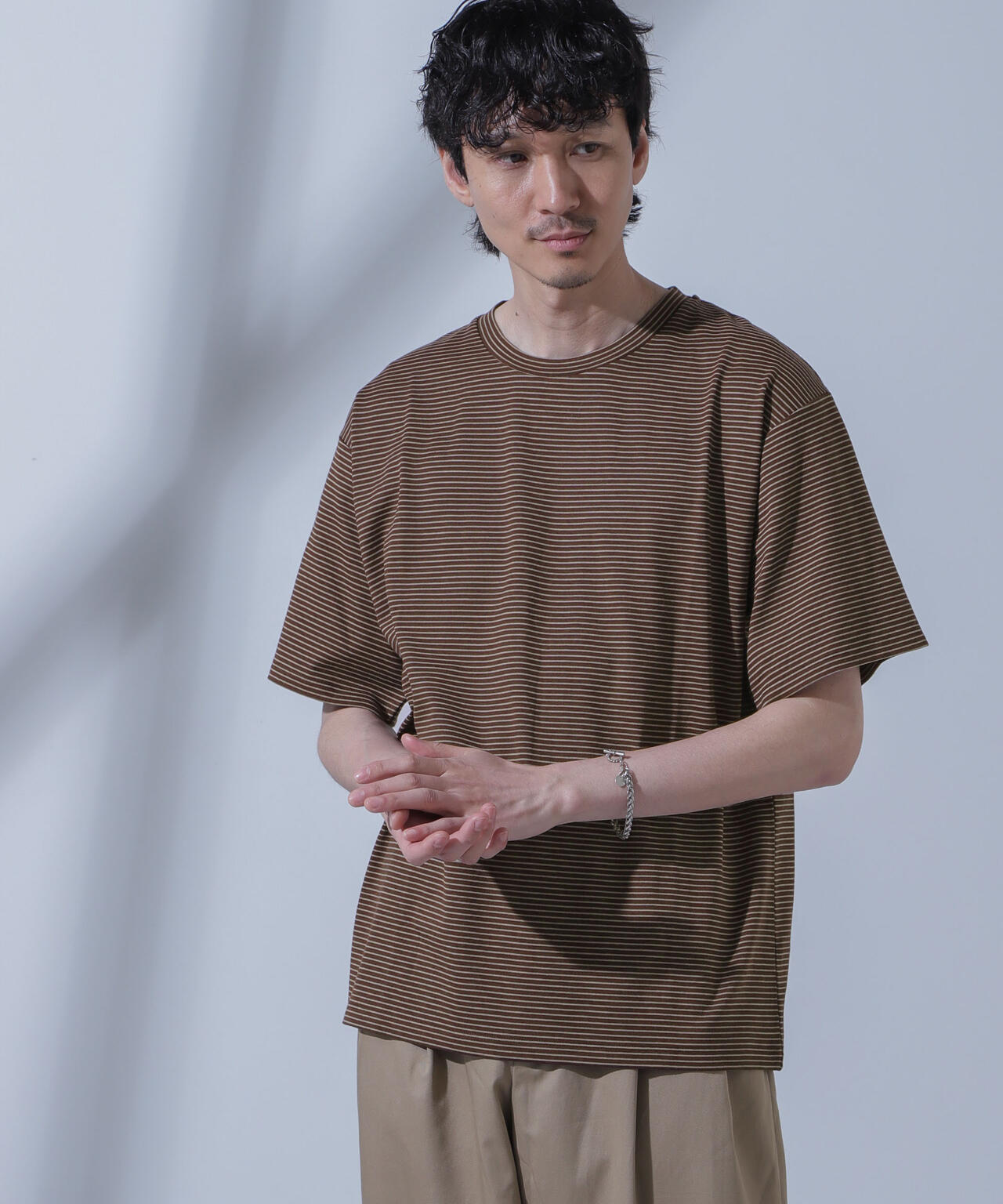 Anti Soaked(R) 汗染み防止 ピンボーダークルーネックTシャツ 6684124208