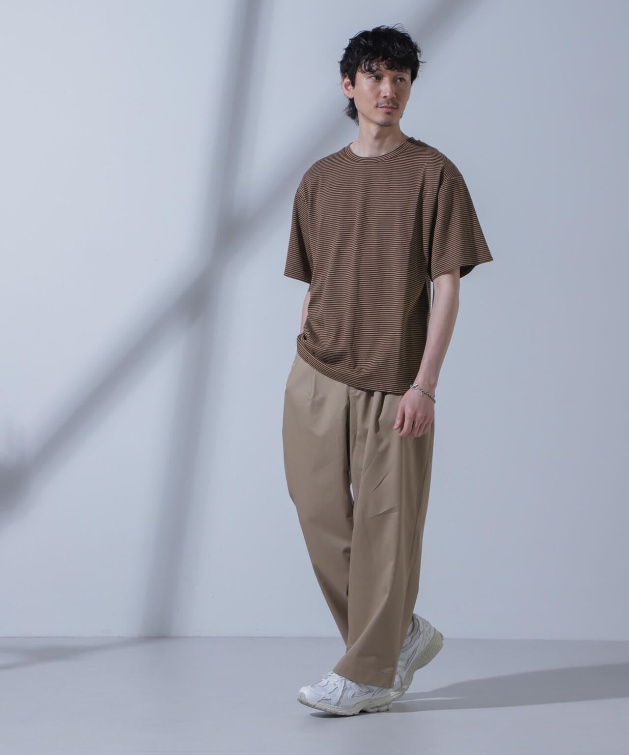 Anti Soaked(R) 汗染み防止 ピンボーダークルーネックTシャツ 6684124208