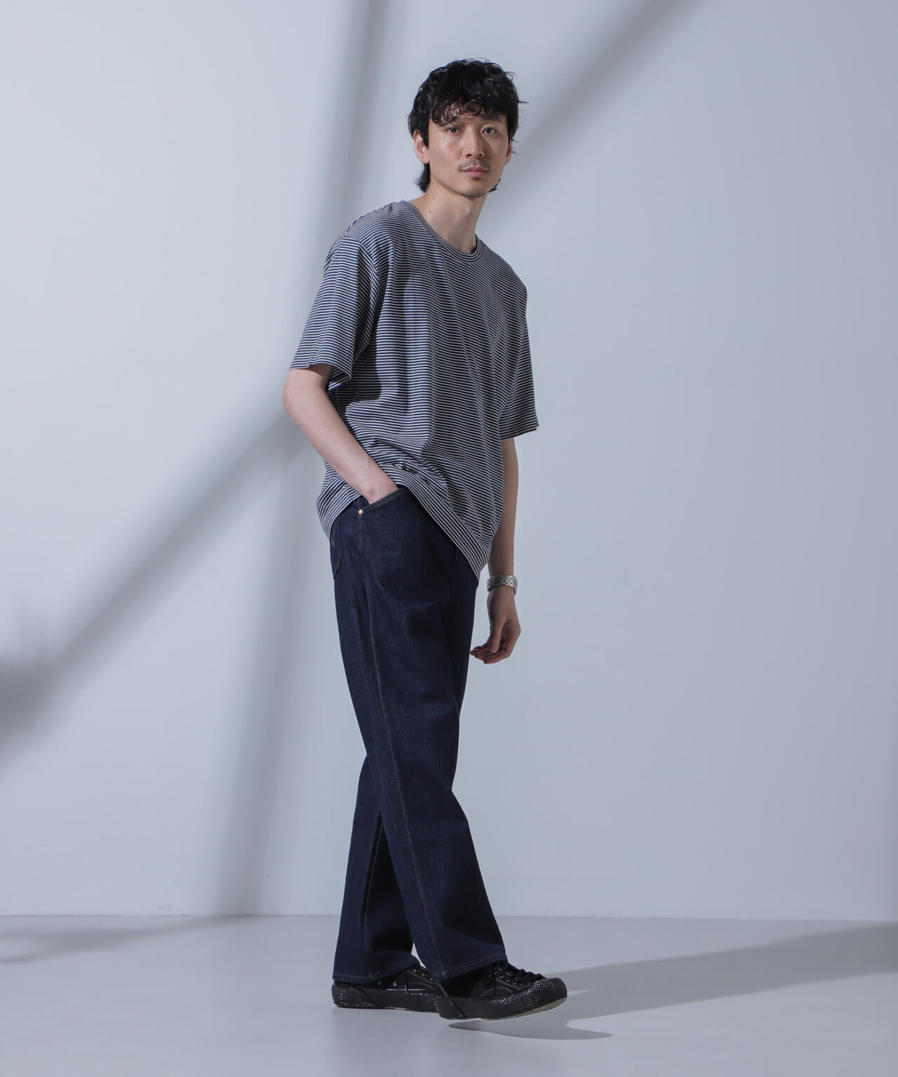 Anti Soaked(R) 汗染み防止 ピンボーダークルーネックTシャツ 6684124208