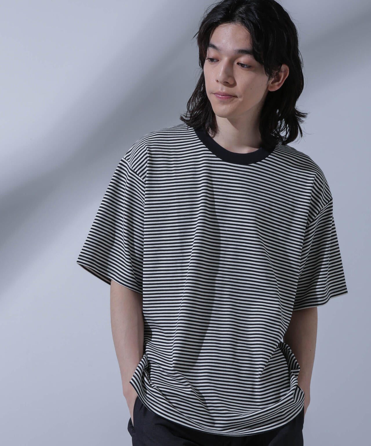 Anti Soaked(R) 汗染み防止 ボーダークルーネックTシャツ 6684124214