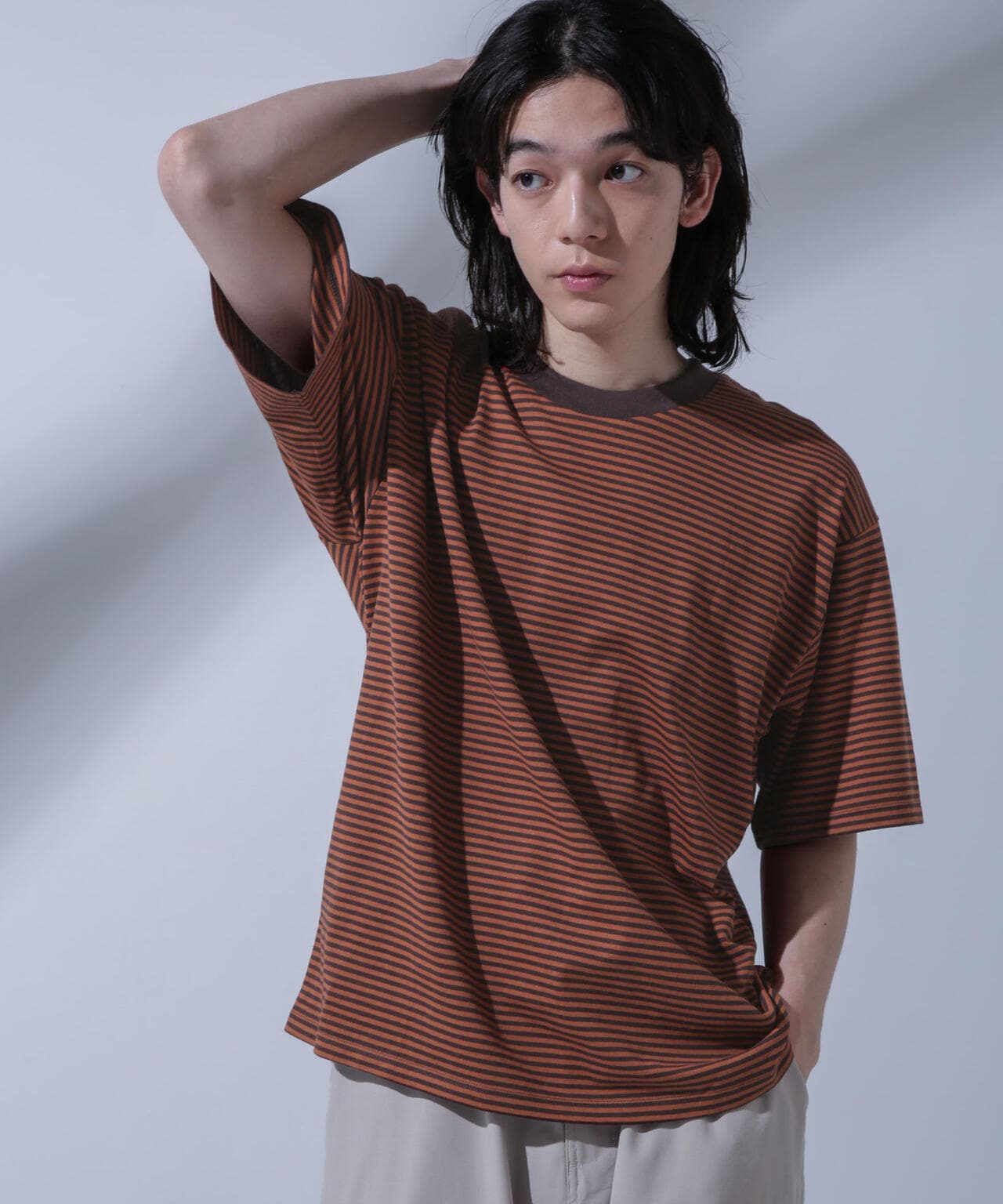 Anti Soaked(R)  汗染み防止 ボーダークルーネックTシャツ 6684124214