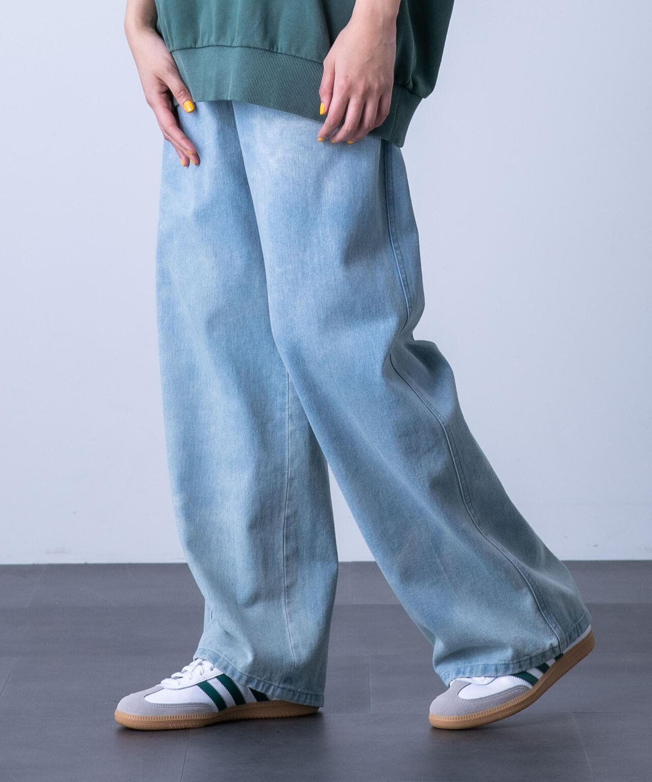 「HOTEL PALACE(オテルパラス)」バイオブリーチワイドデニムパンツ(セットアップ可) 6684127216