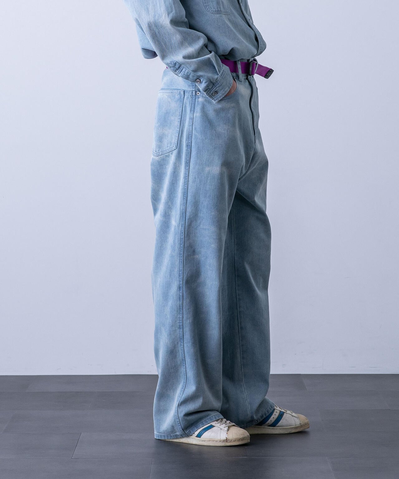 「HOTEL PALACE(オテルパラス)」バイオブリーチワイドデニムパンツ(セットアップ可) 6684127216