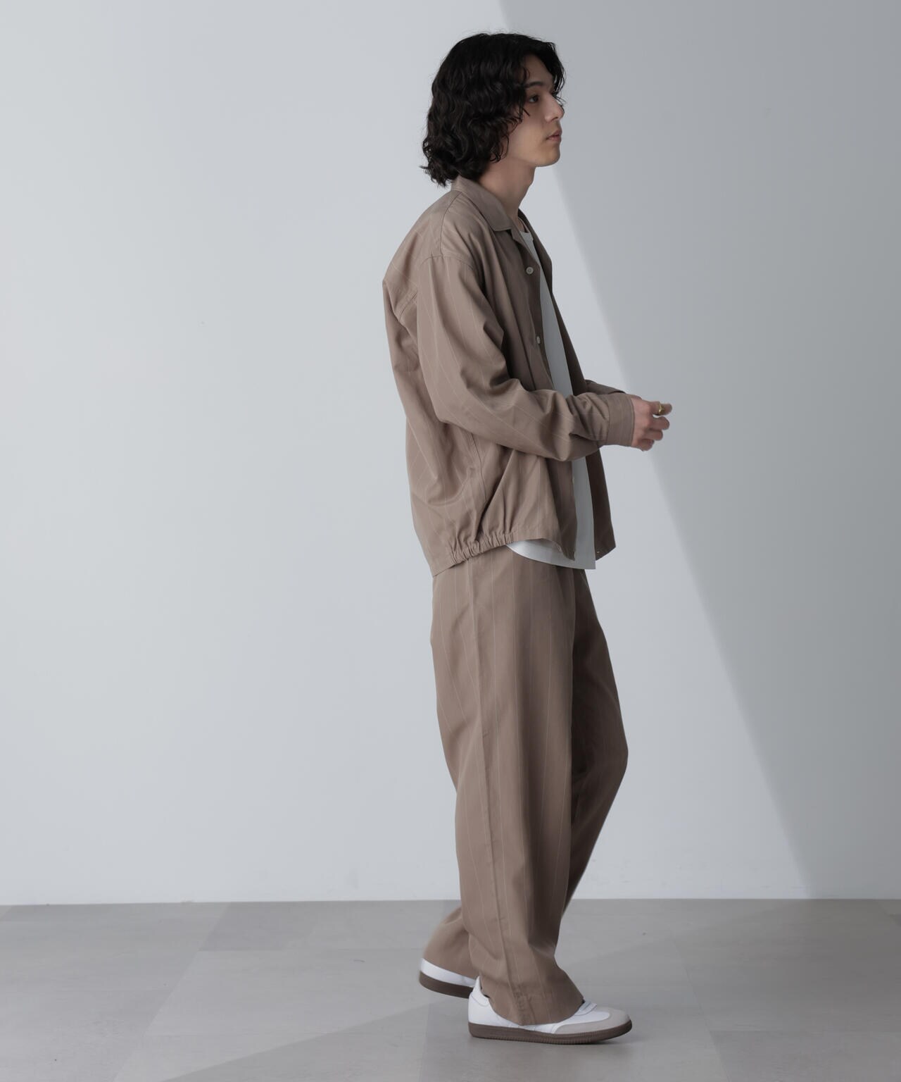リネンブレンドピンストライプ1タックパンツ(セットアップ可) 6684127228