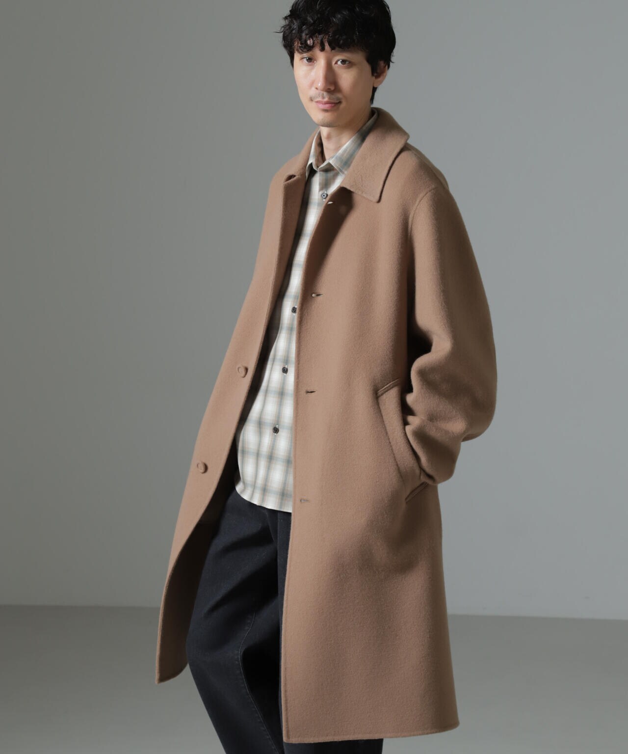 ダブルフェイスウールリバーバルカラーコート 6684211217