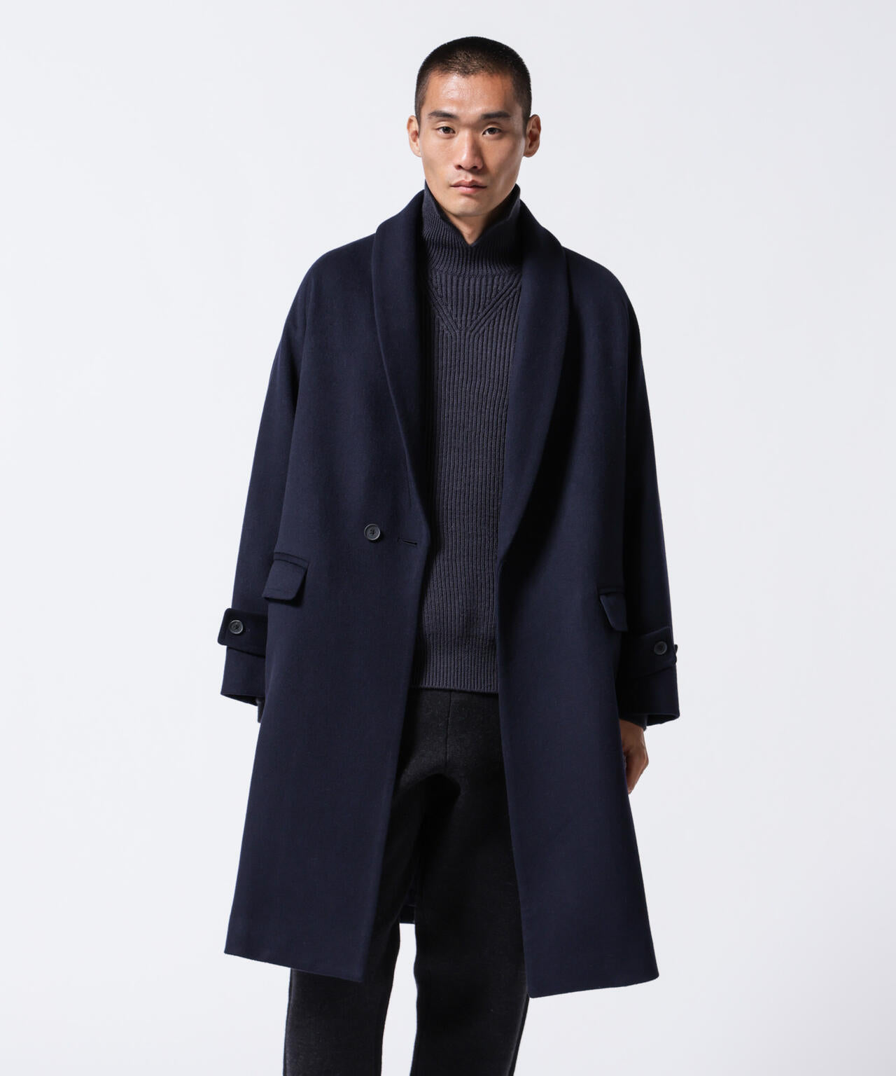 「ASSEMBLANC」シルクブレンドダブルクロスショールカラーコート 6684211222