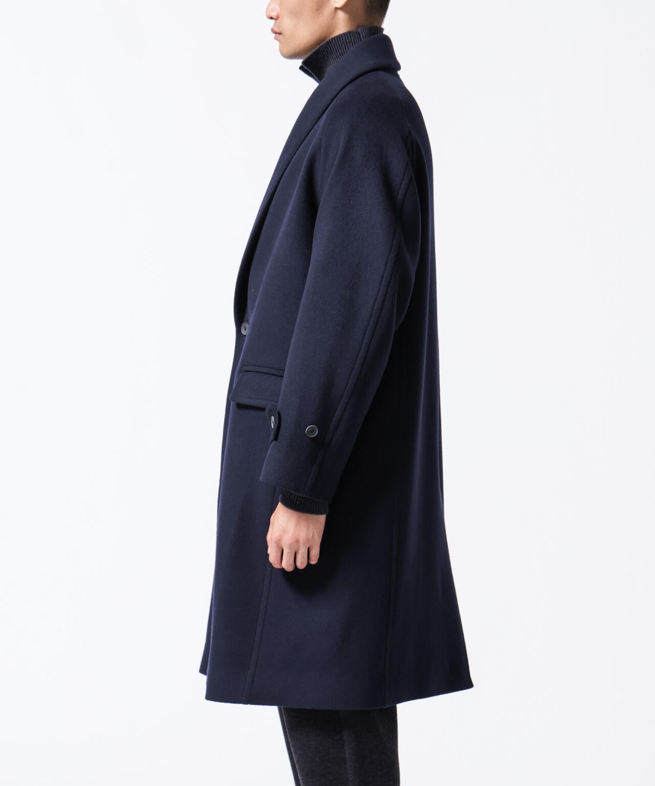 「ASSEMBLANC」シルクブレンドダブルクロスショールカラーコート 6684211222