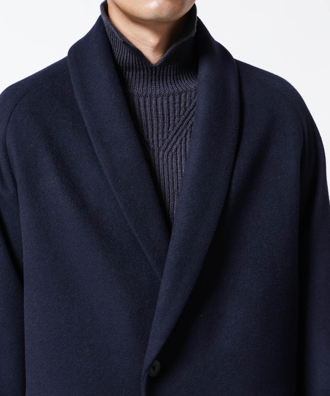 「ASSEMBLANC」シルクブレンドダブルクロスショールカラーコート 6684211222