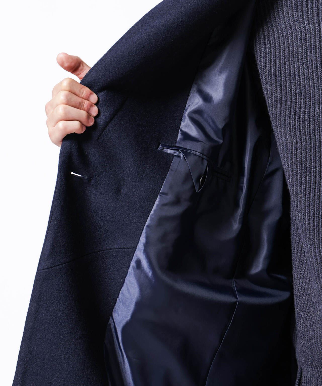 「ASSEMBLANC」シルクブレンドダブルクロスショールカラーコート 6684211222