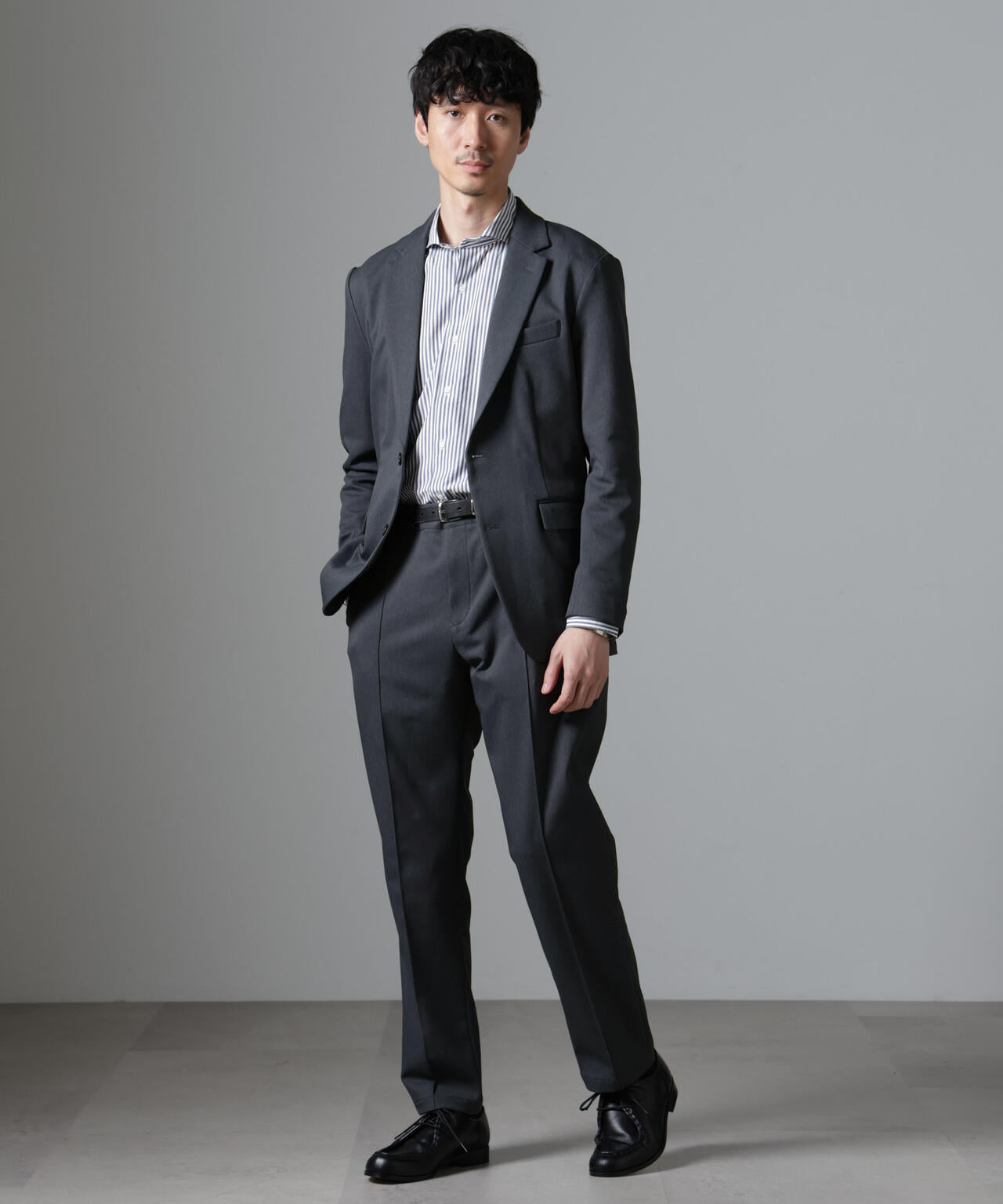 「N JACKET BASIC」CATINA(R)メランジ二重織ツイルストレッチジャケット(セットアップ可) 6684217204