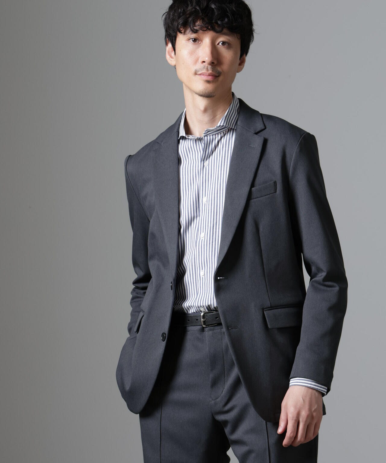 「N JACKET BASIC」CATINA(R)メランジ二重織ツイルストレッチジャケット(セットアップ可) 6684217204