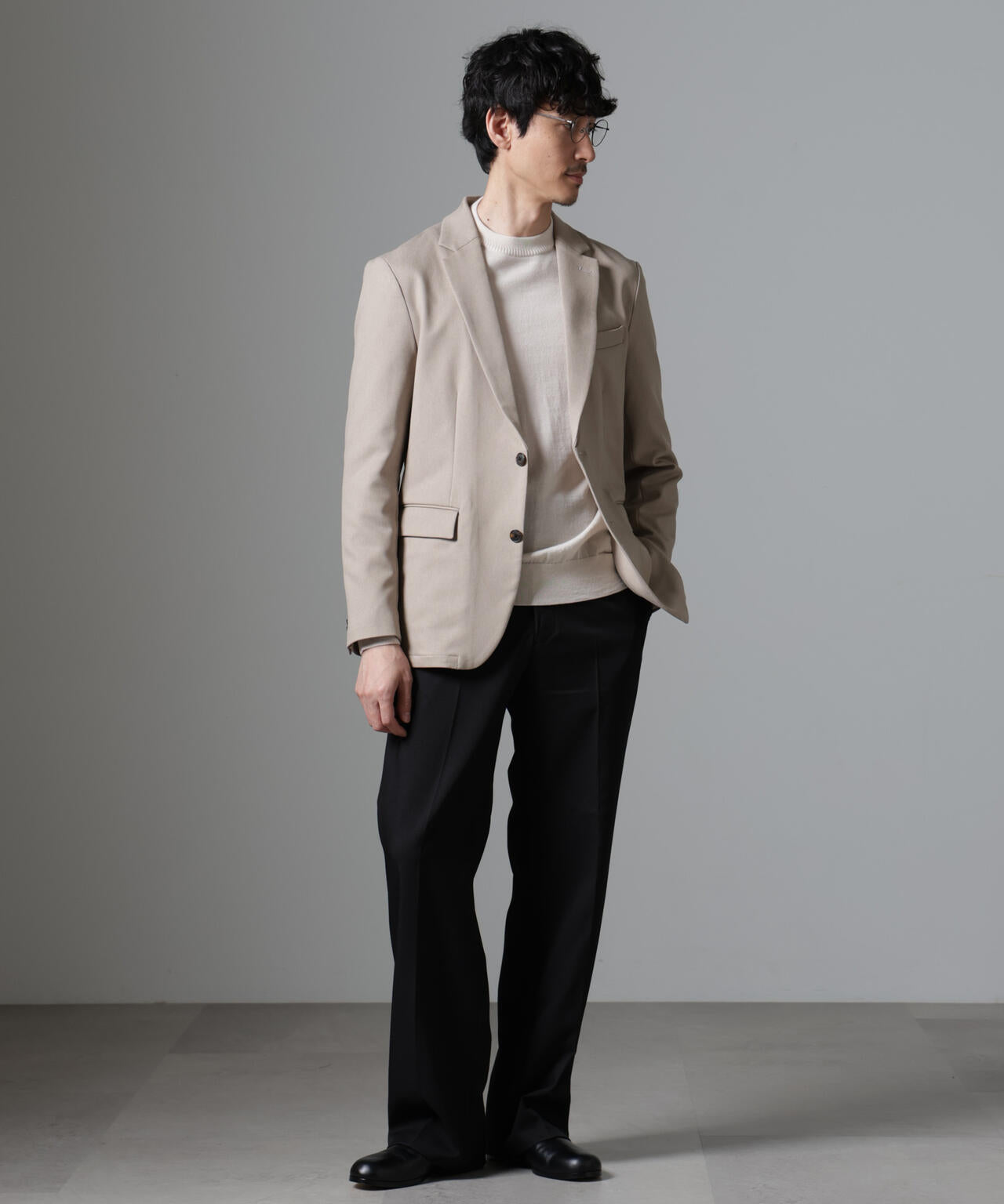 「N JACKET BASIC」CATINA(R)メランジ二重織ツイルストレッチジャケット(セットアップ可) 6684217204