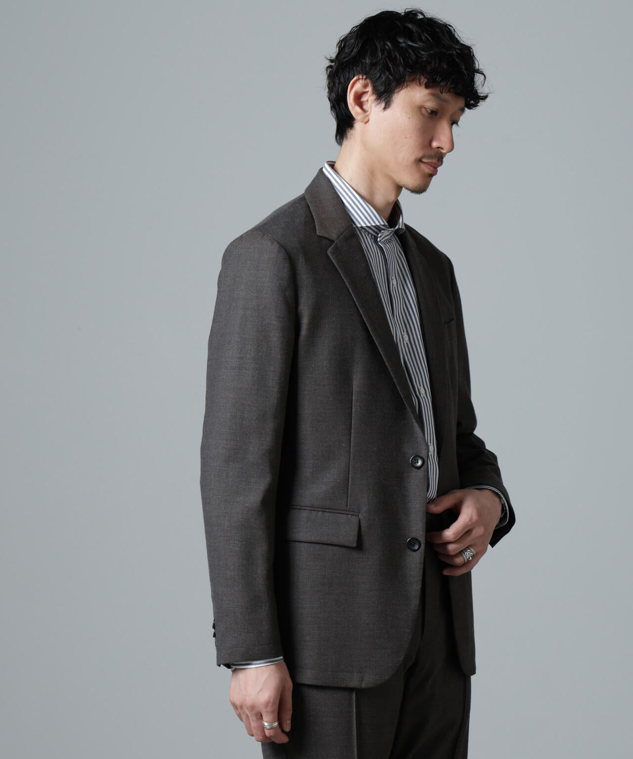 「N JACKET PREMIUM」RENU(R)ウール混洗えるサキソニージャケット(セットアップ可) 6684217205