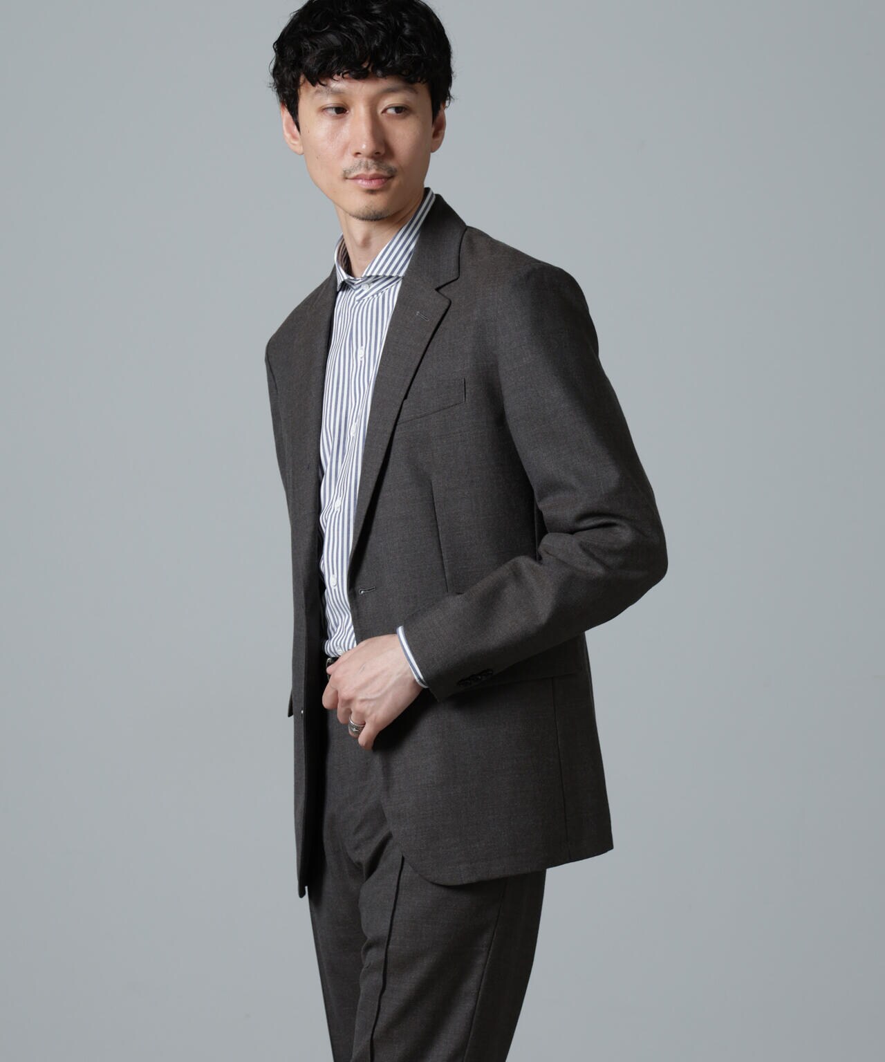 「N JACKET PREMIUM」RENU(R)ウール混洗えるサキソニージャケット(セットアップ可) 6684217205