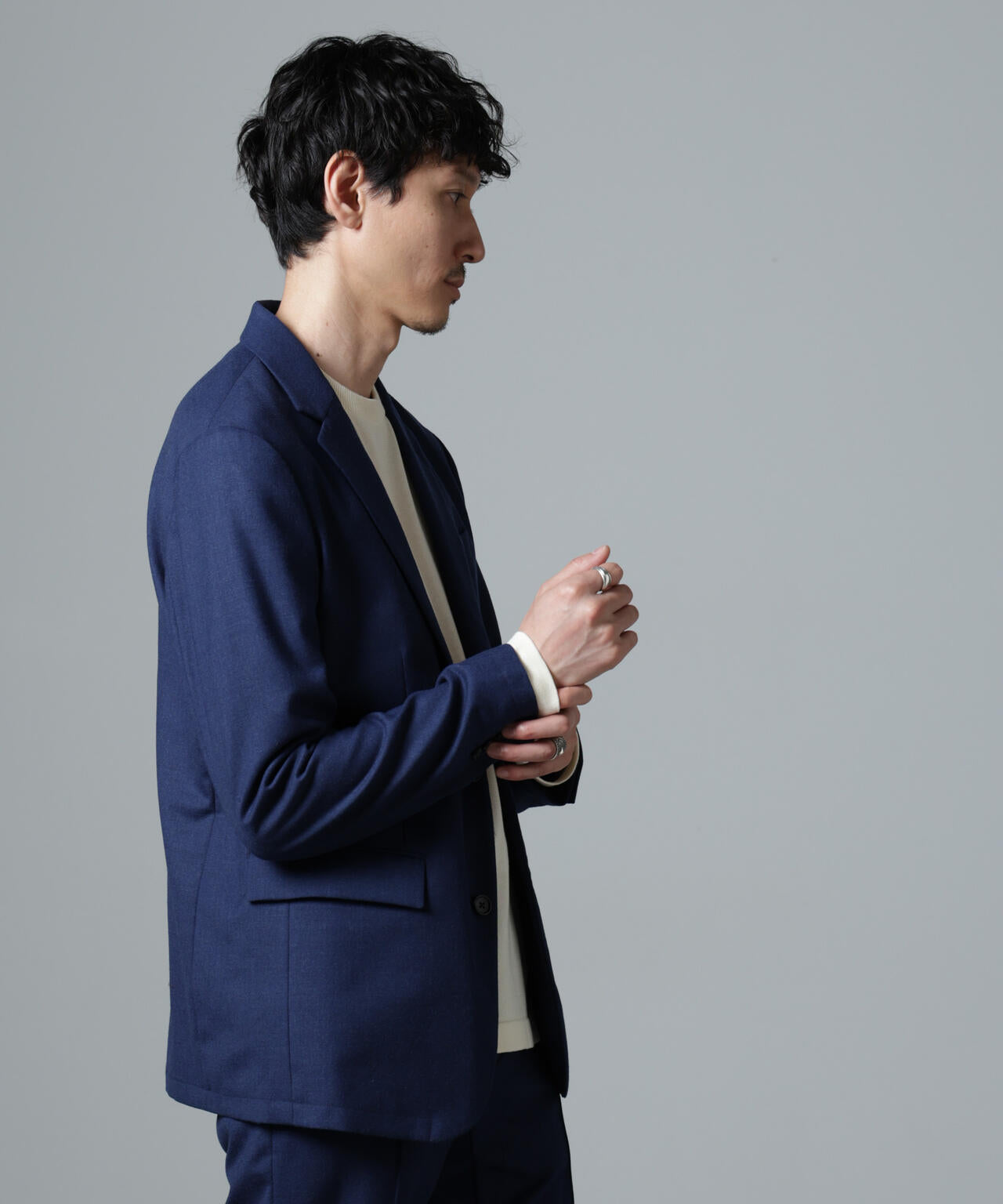 「N JACKET PREMIUM」RENU(R)ウール混洗えるサキソニージャケット(セットアップ可) 6684217205