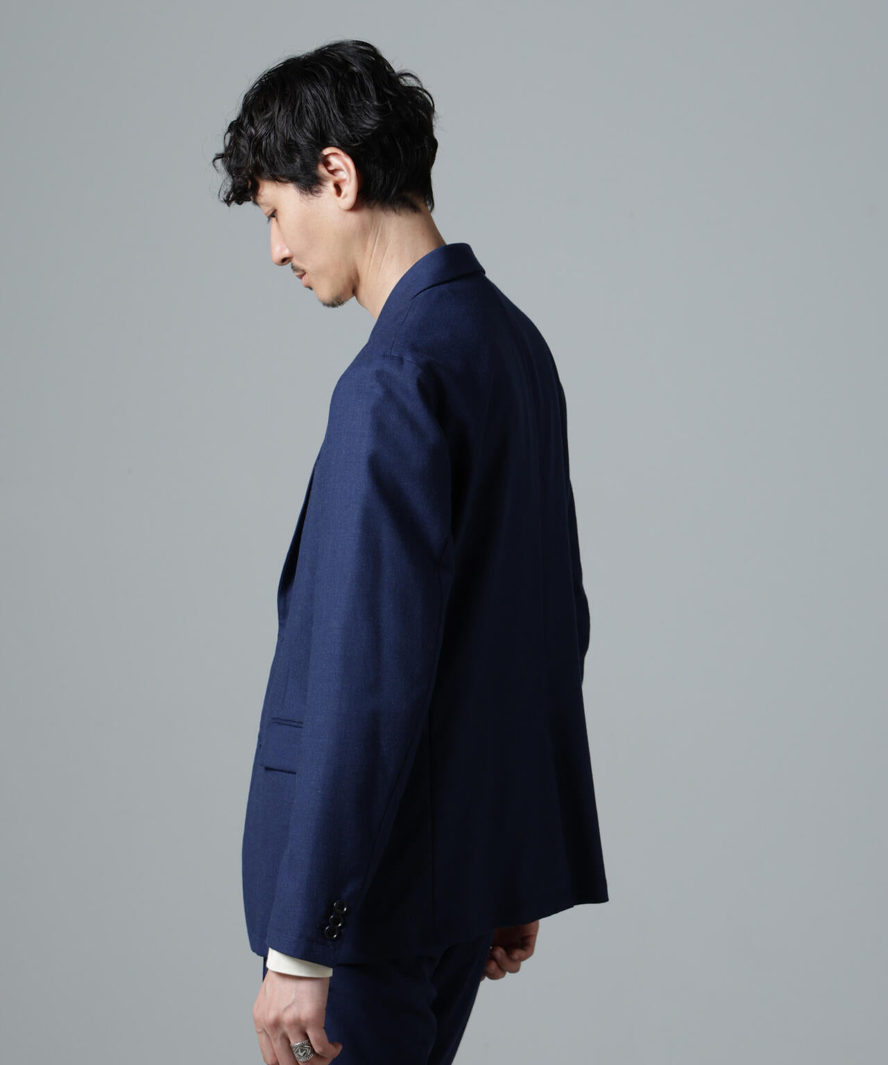 「N JACKET PREMIUM」RENU(R)ウール混洗えるサキソニージャケット(セットアップ可) 6684217205