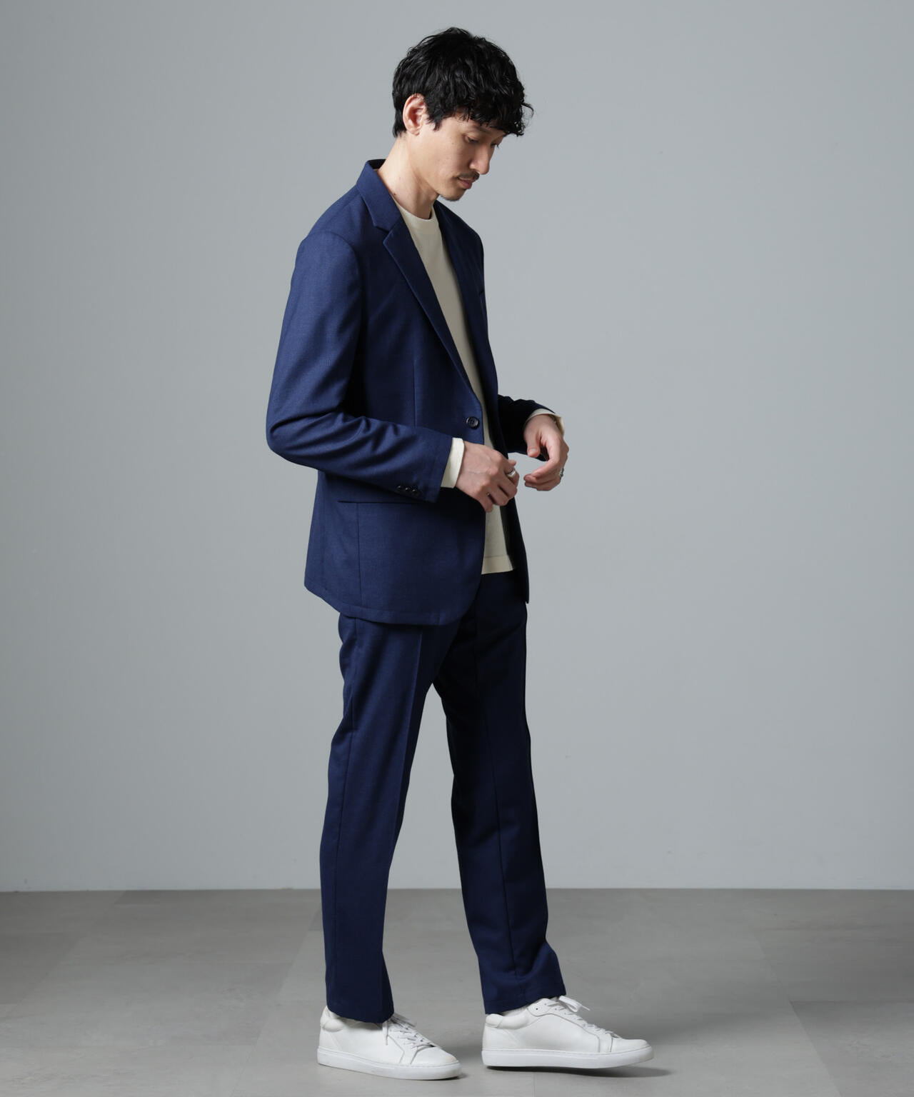 「N JACKET PREMIUM」RENU(R)ウール混洗えるサキソニージャケット(セットアップ可) 6684217205