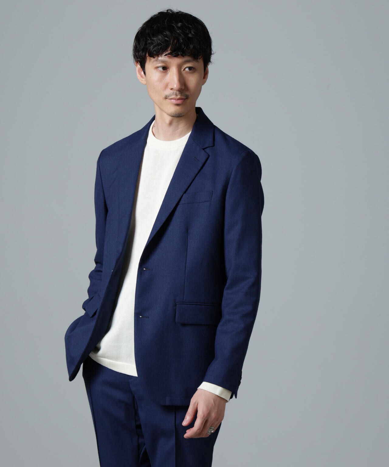 「N JACKET PREMIUM」RENU(R)ウール混洗えるサキソニージャケット(セットアップ可) 6684217205