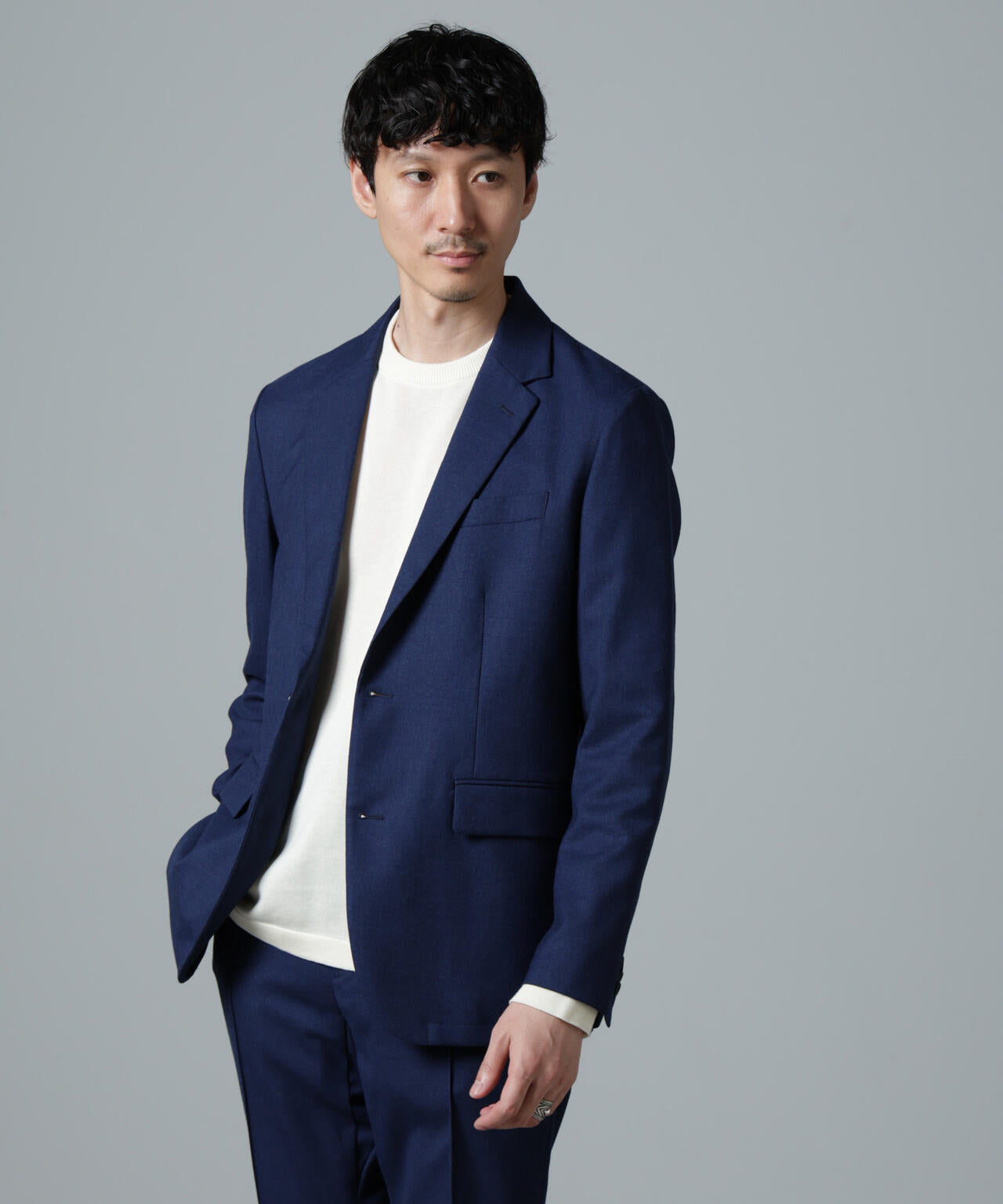 「N JACKET PREMIUM」RENU(R)ウール混洗えるサキソニージャケット(セットアップ可) 6684217205