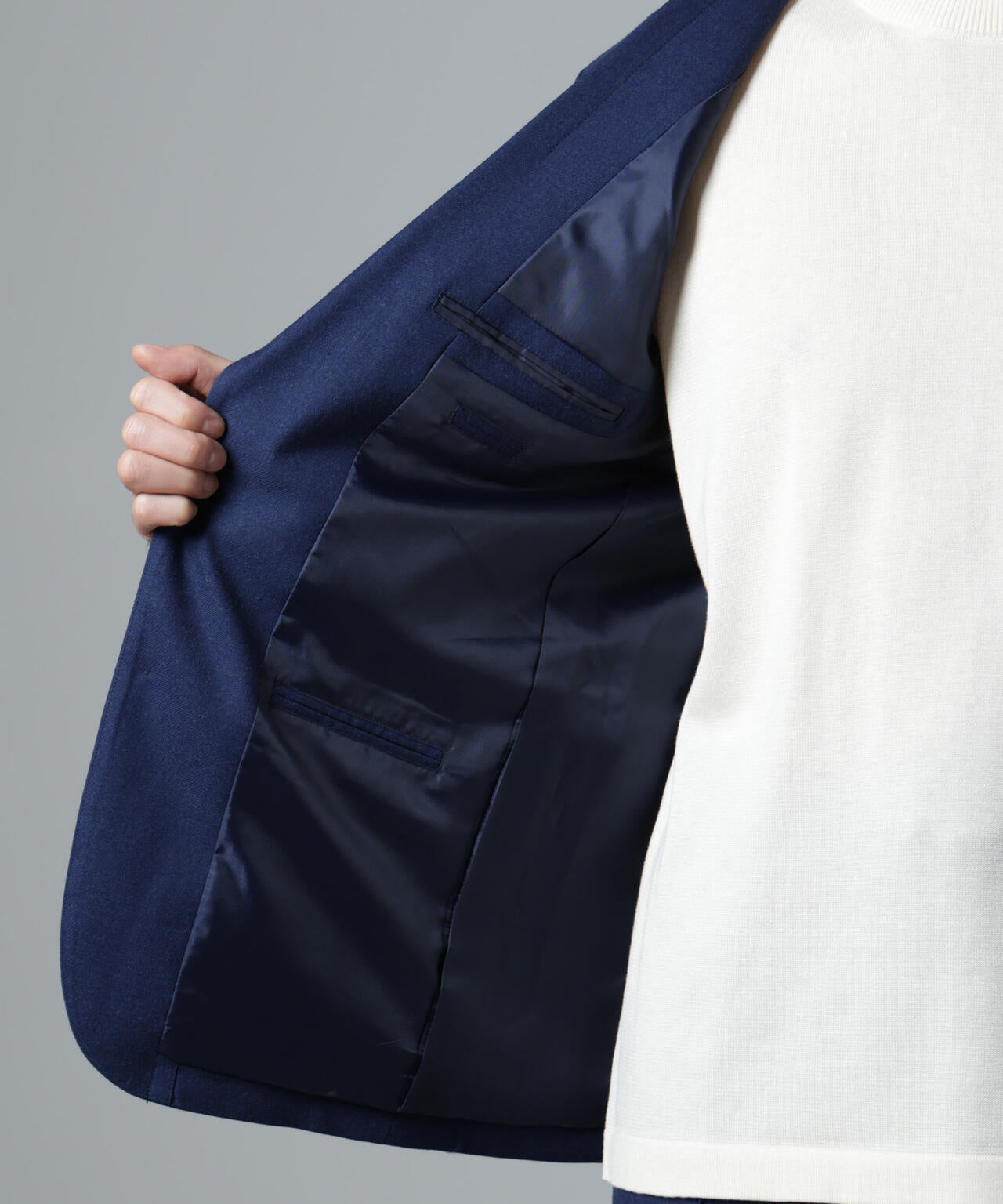 「N JACKET PREMIUM」RENU(R)ウール混洗えるサキソニージャケット(セットアップ可) 6684217205