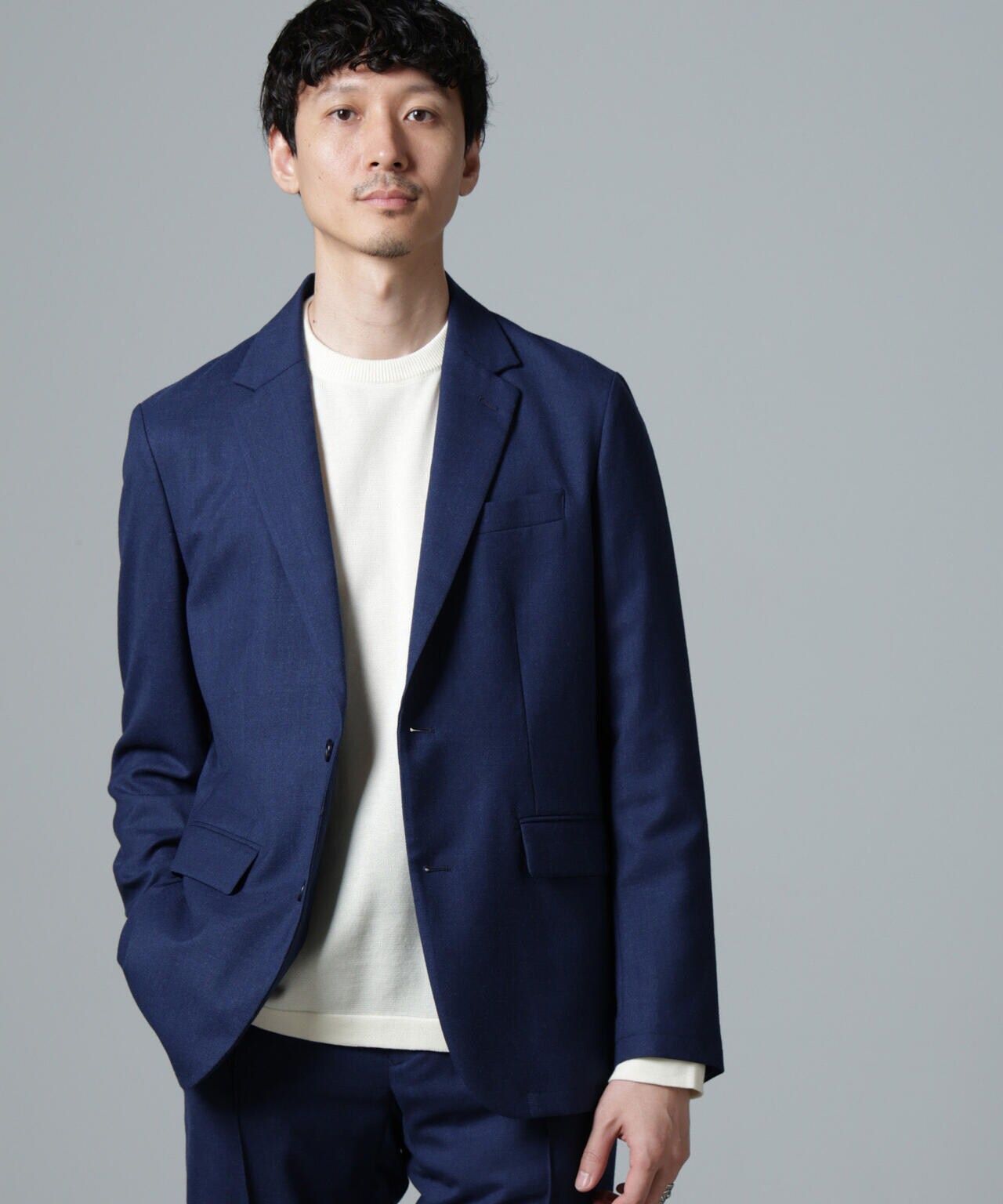 「N JACKET PREMIUM」RENU(R)ウール混洗えるサキソニージャケット(セットアップ可) 6684217205