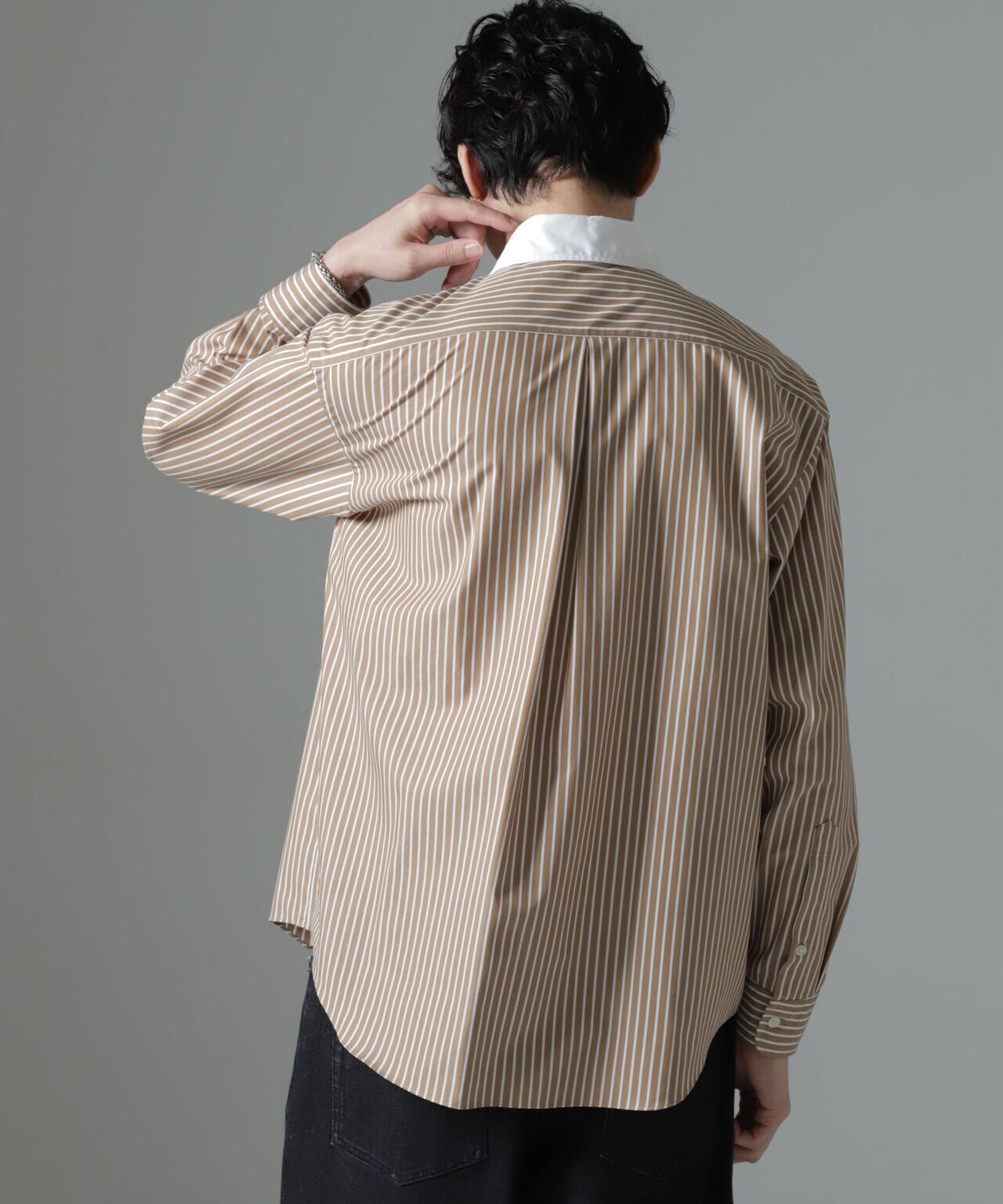 セミワイドストライプクレリックシャツ 6684220221