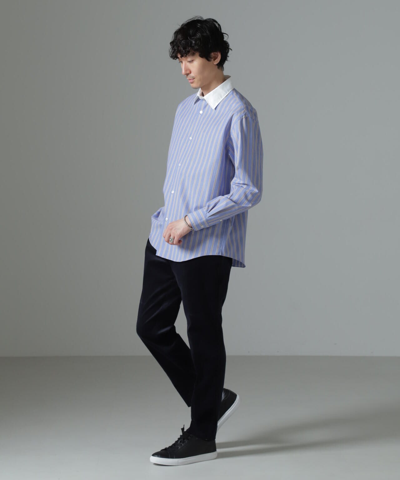 セミワイドストライプクレリックシャツ 6684220221