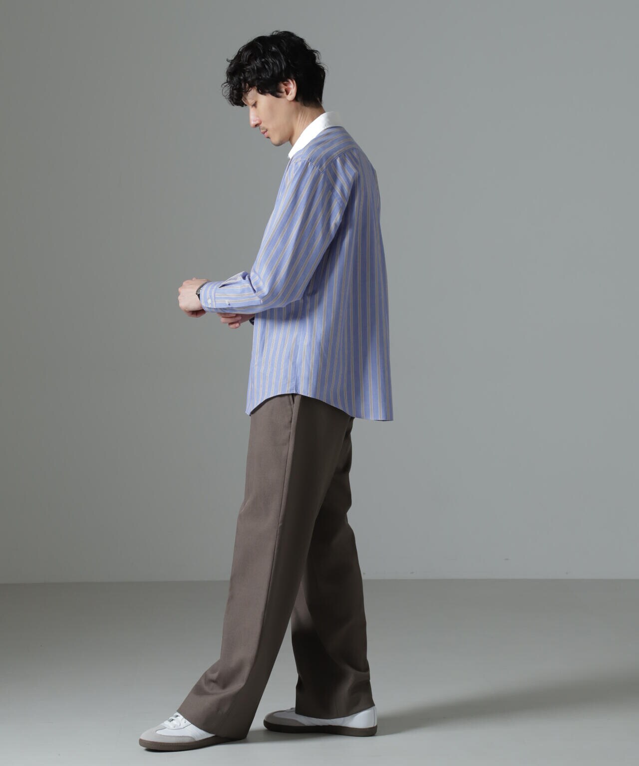 セミワイドストライプクレリックシャツ 6684220221