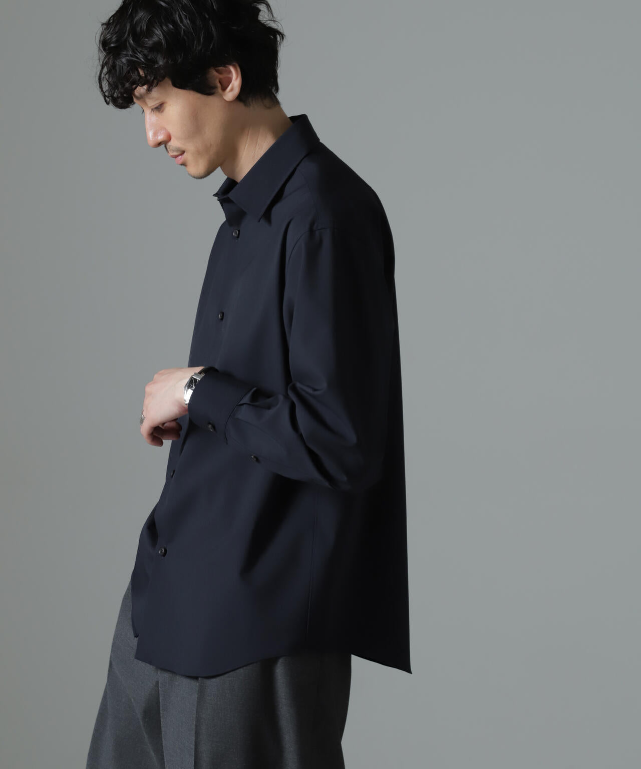 ウールブレンドウォッシャブルセミワイドカラーシャツ 6684220222