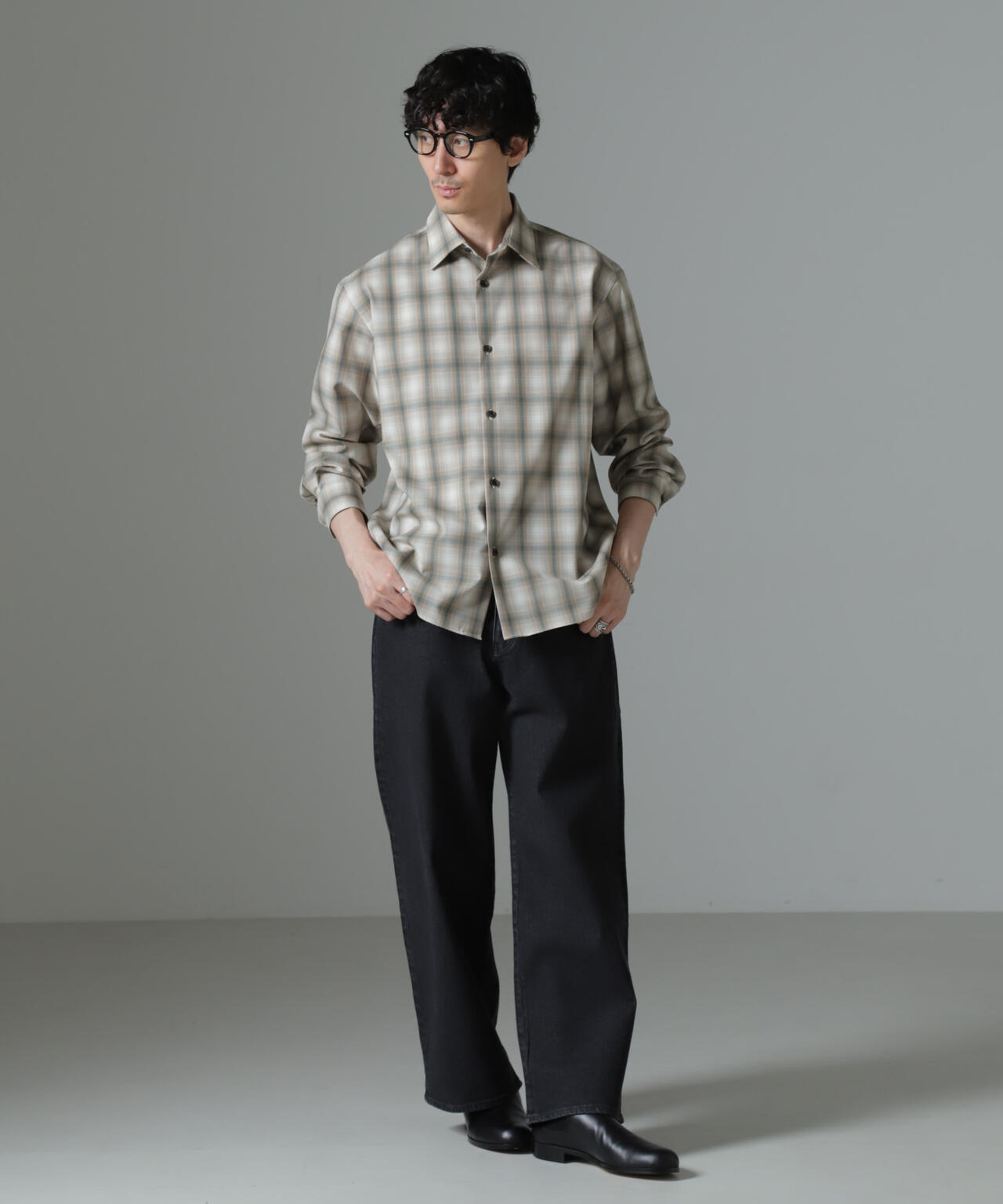 ウールブレンドウォッシャブルセミワイドカラーシャツ 6684220222