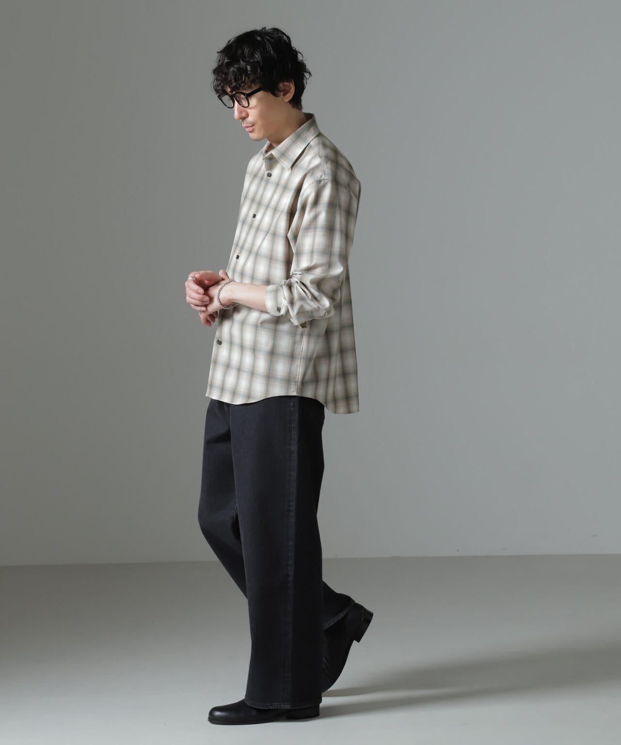 ウールブレンドウォッシャブルセミワイドカラーシャツ 6684220222