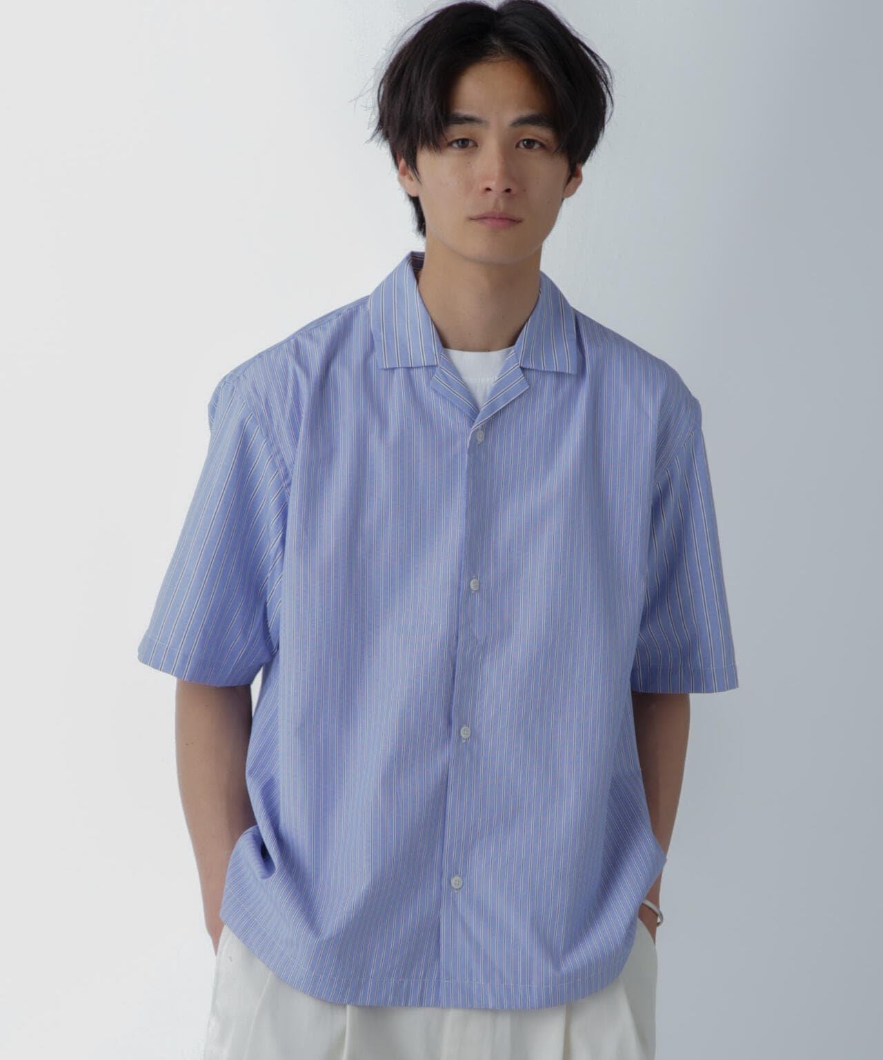 ストライプコンビ ハーフスリーブシャツ 6684221201